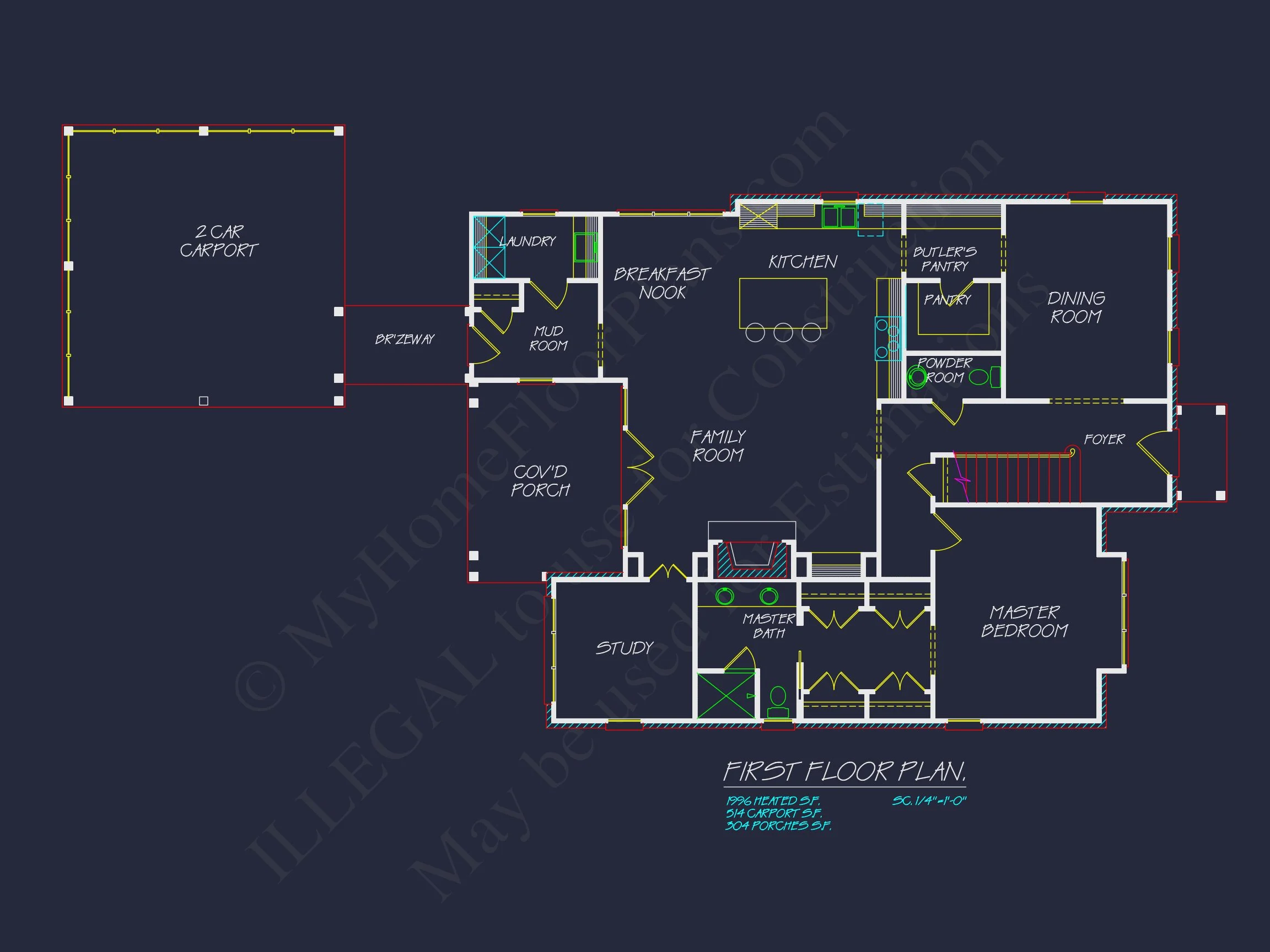 13-1162 HOUSE PLAN -Colonial Revival Home Plan - 4-Bed, 3-Bath, 2,850 SF 10 Architectural CAD Designs