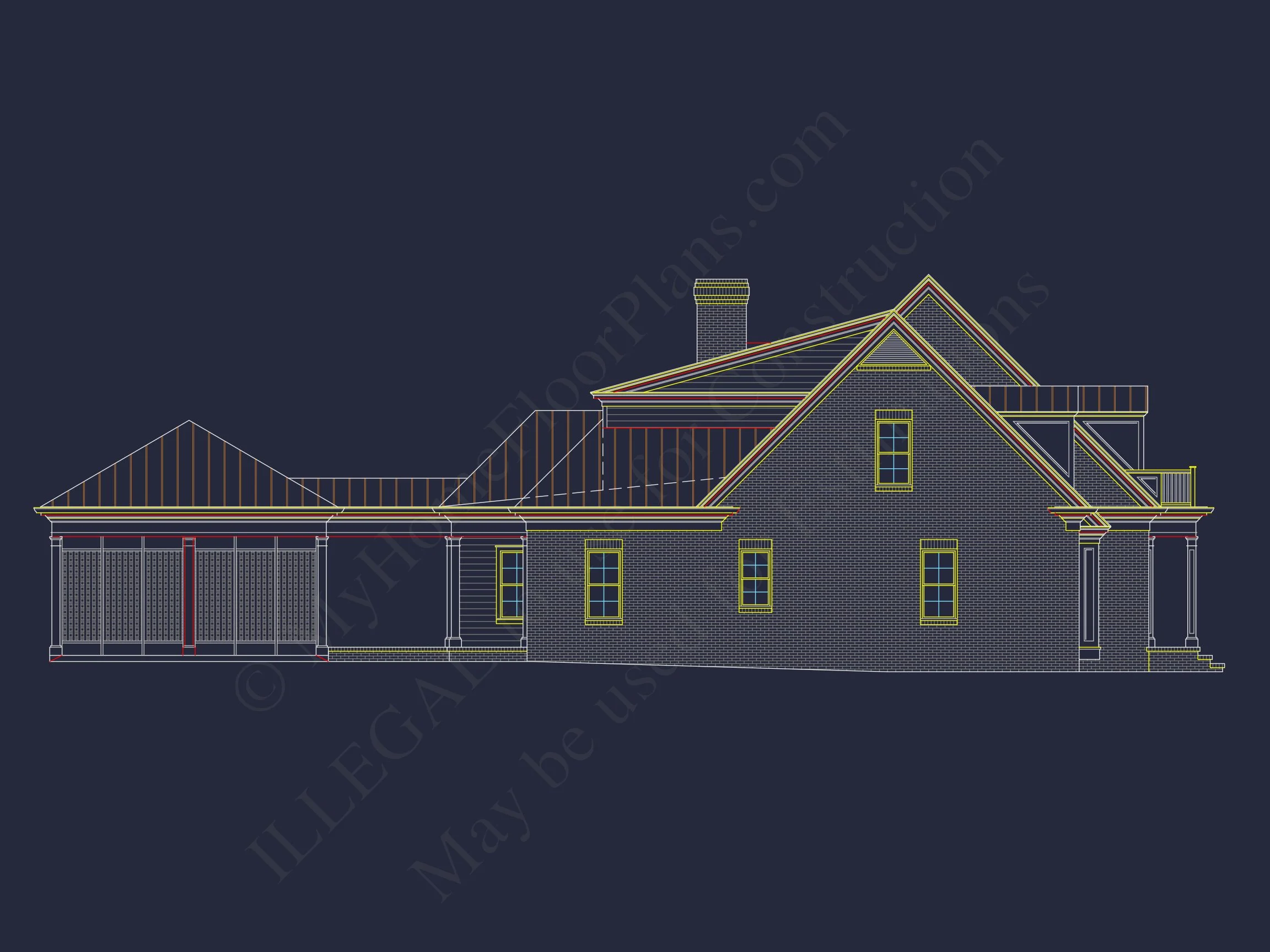 13-1162 HOUSE PLAN -Colonial Revival Home Plan - 4-Bed, 3-Bath, 2,850 SF 6 Architectural CAD Designs