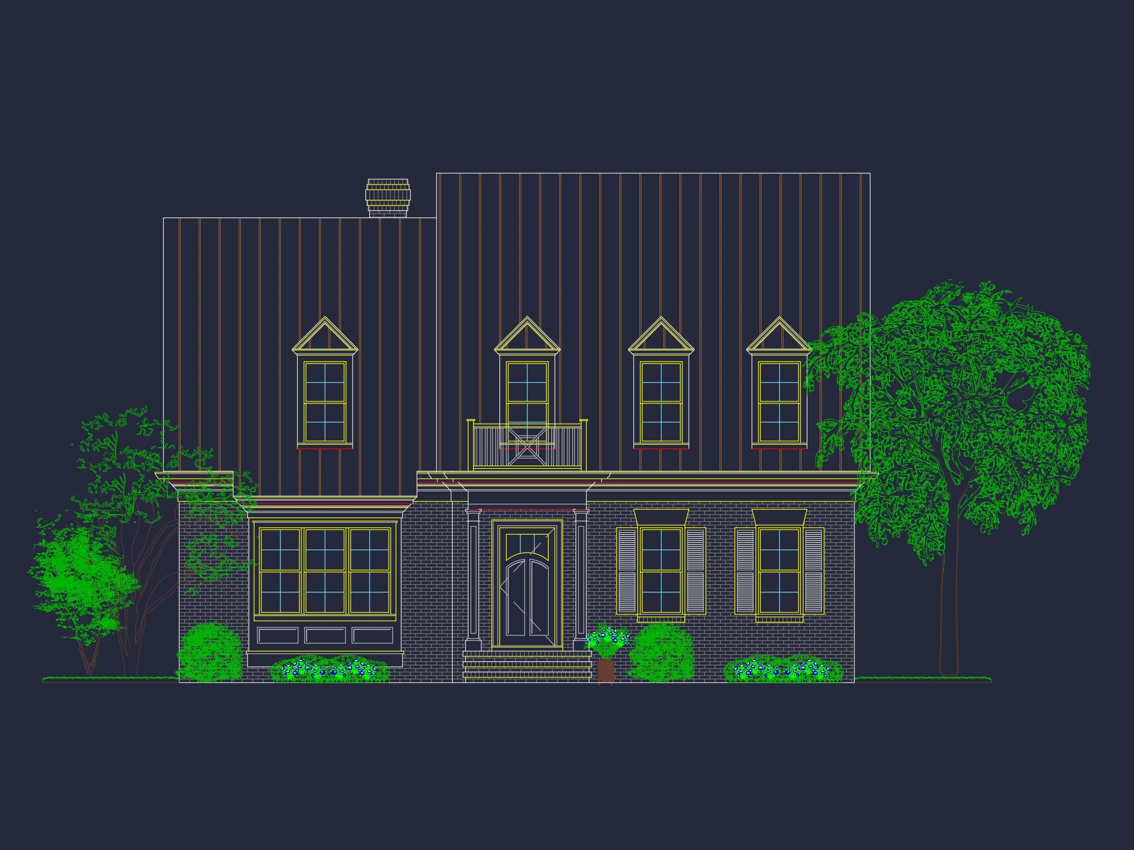 13-1162 HOUSE PLAN -Colonial Revival Home Plan - 4-Bed, 3-Bath, 2,850 SF 4 Architectural CAD Designs