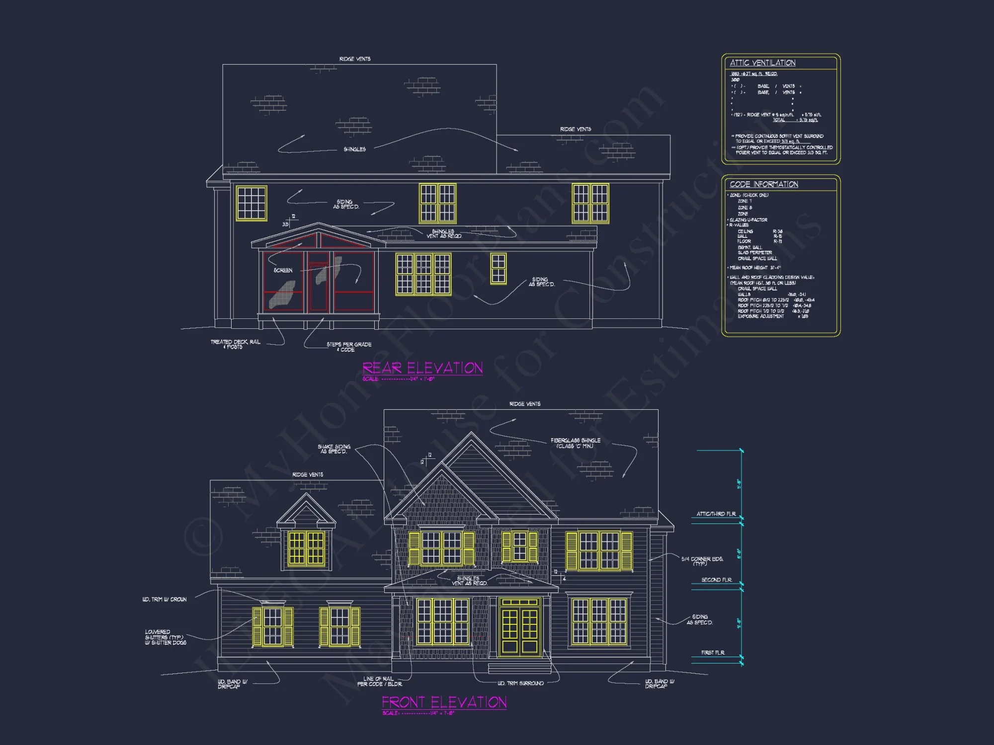 Modern CAD house Plan with 3 Beds, Basement, and 2.5 Baths
