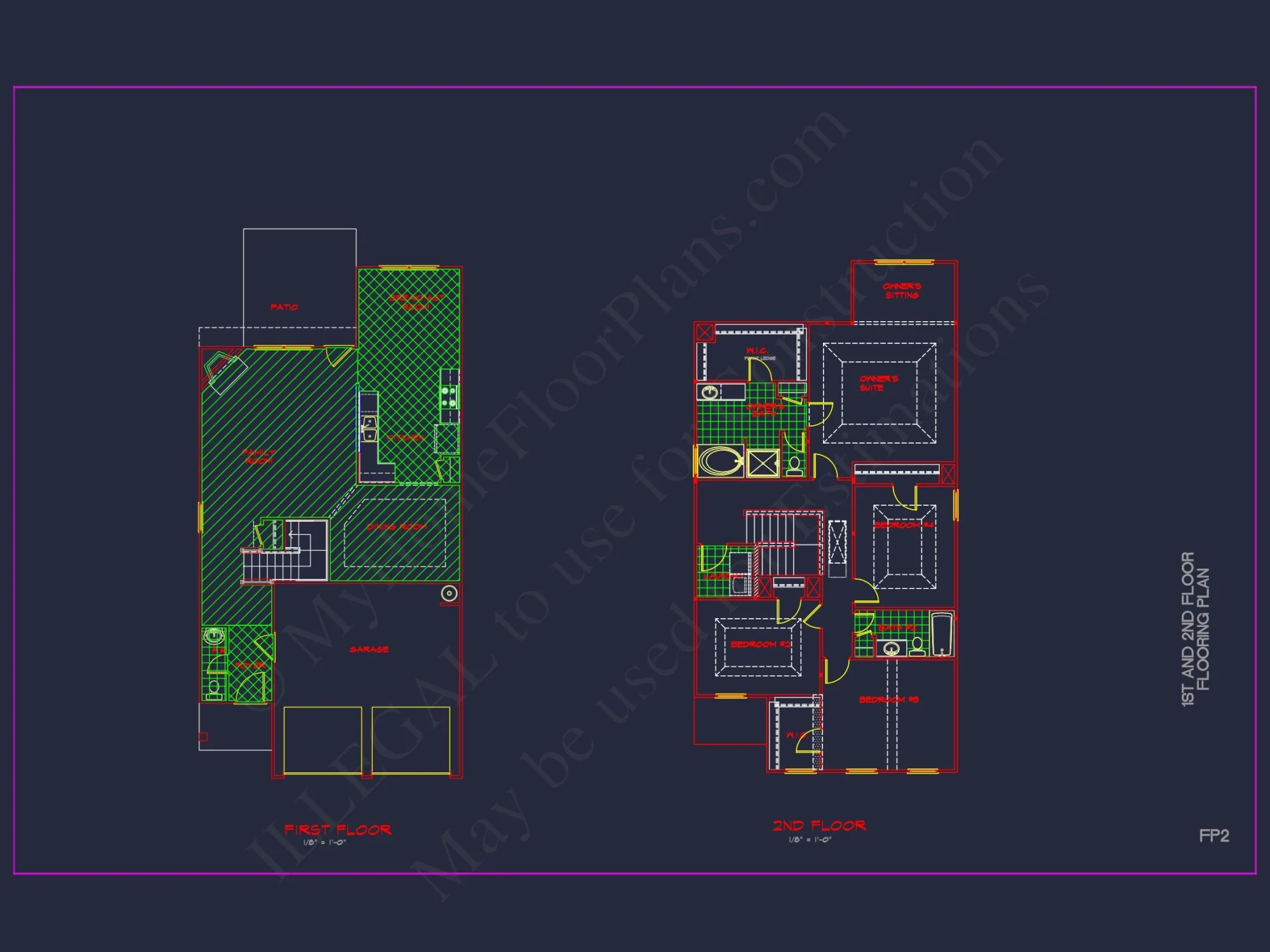 Modern CAD house Plan: 2-Story Floor Plan with Brick Design