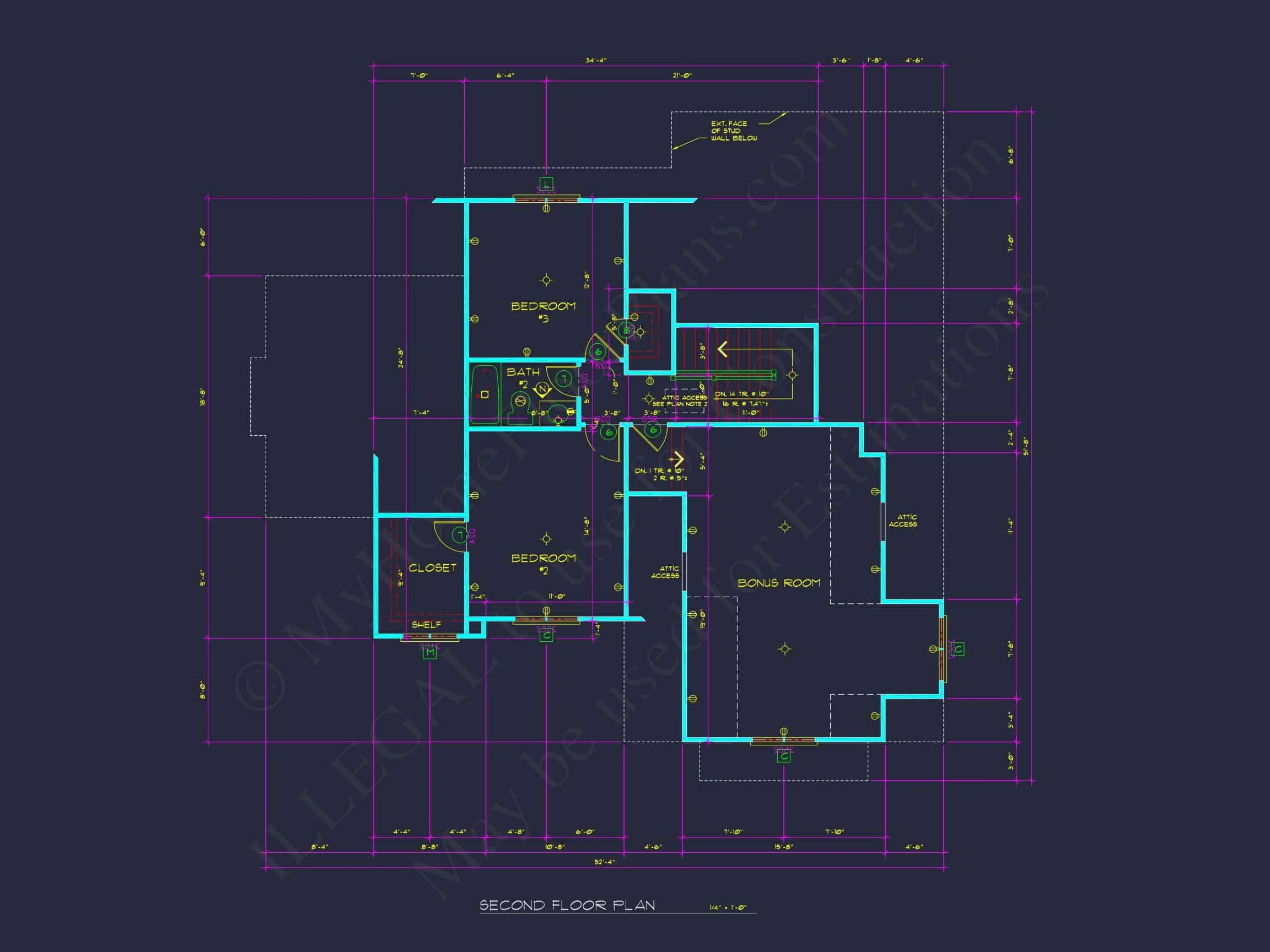 12-2857 HOUSE PLAN -Craftsman Home Plan - 4-Bed, 3-Bath, 2,450 SF 7 Craftsman house Design with Bonus Room and CAD Blueprint