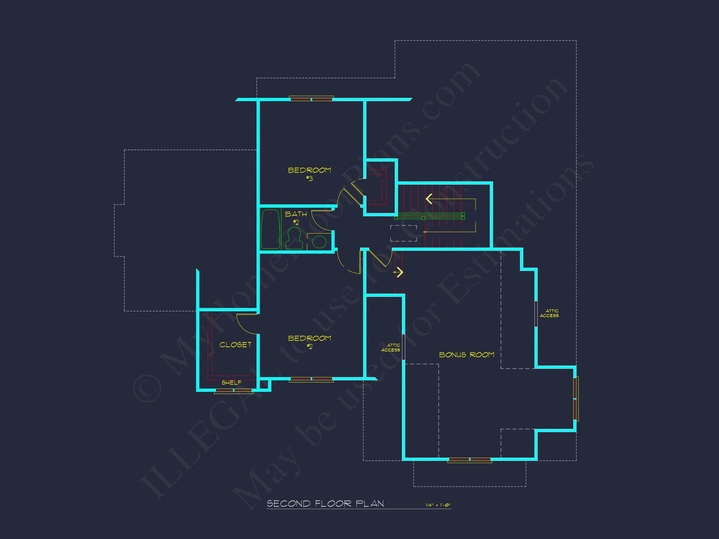 12-2857 HOUSE PLAN -Craftsman Home Plan - 4-Bed, 3-Bath, 2,450 SF 5 Craftsman house Design with Bonus Room and CAD Blueprint