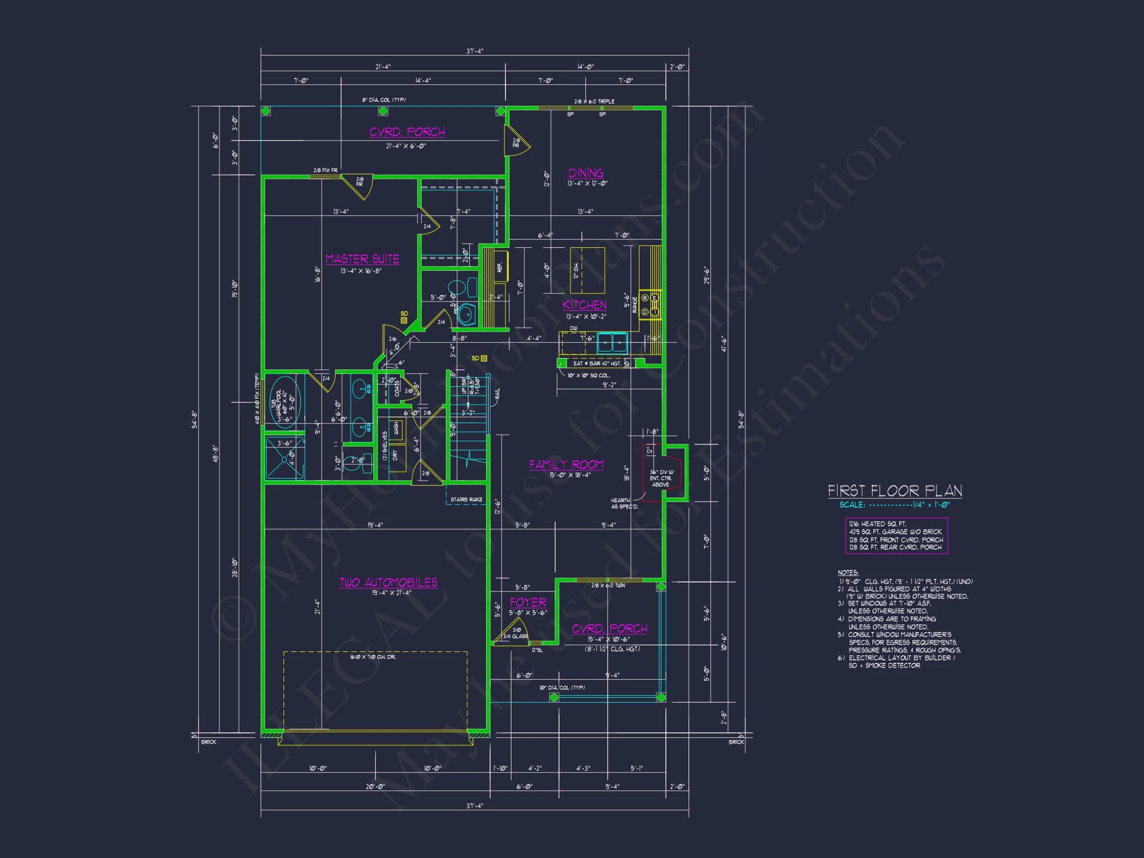 12-2802 HOUSE PLAN -Traditional Craftsman Home Plan - 4-Bed, 2.5-Bath, 2,470 SF 5 Traditional Craftsman house Plan with 2 Floors and CAD Designs