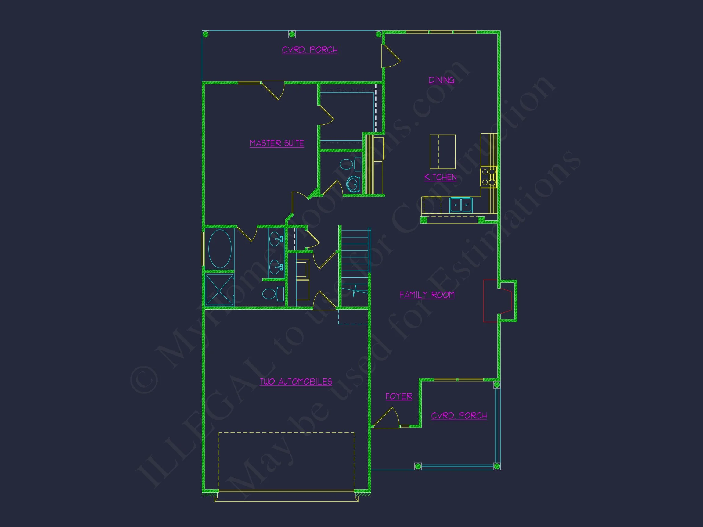 12-2802 HOUSE PLAN -Traditional Craftsman Home Plan - 4-Bed, 2.5-Bath, 2,470 SF 4 Traditional Craftsman house Plan with 2 Floors and CAD Designs
