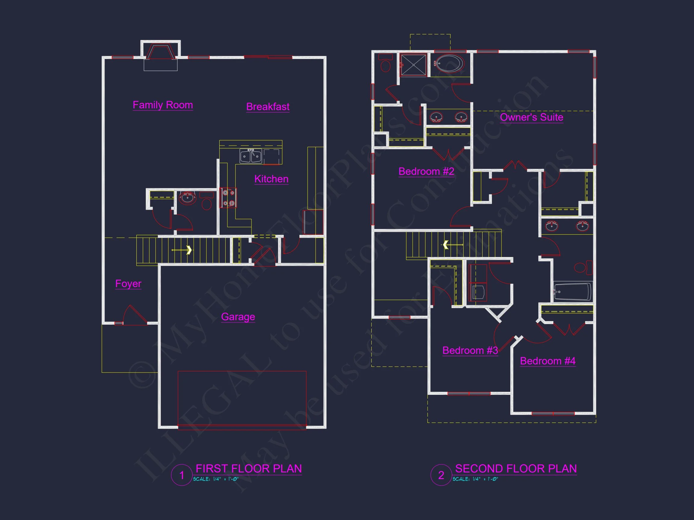 12-2467 HOUSE PLAN -Traditional Suburban Home Plan - 4-Bed, 2.5-Bath, 1,845 SF 6 Modern house Plan: Blueprint and CAD Floor Designs