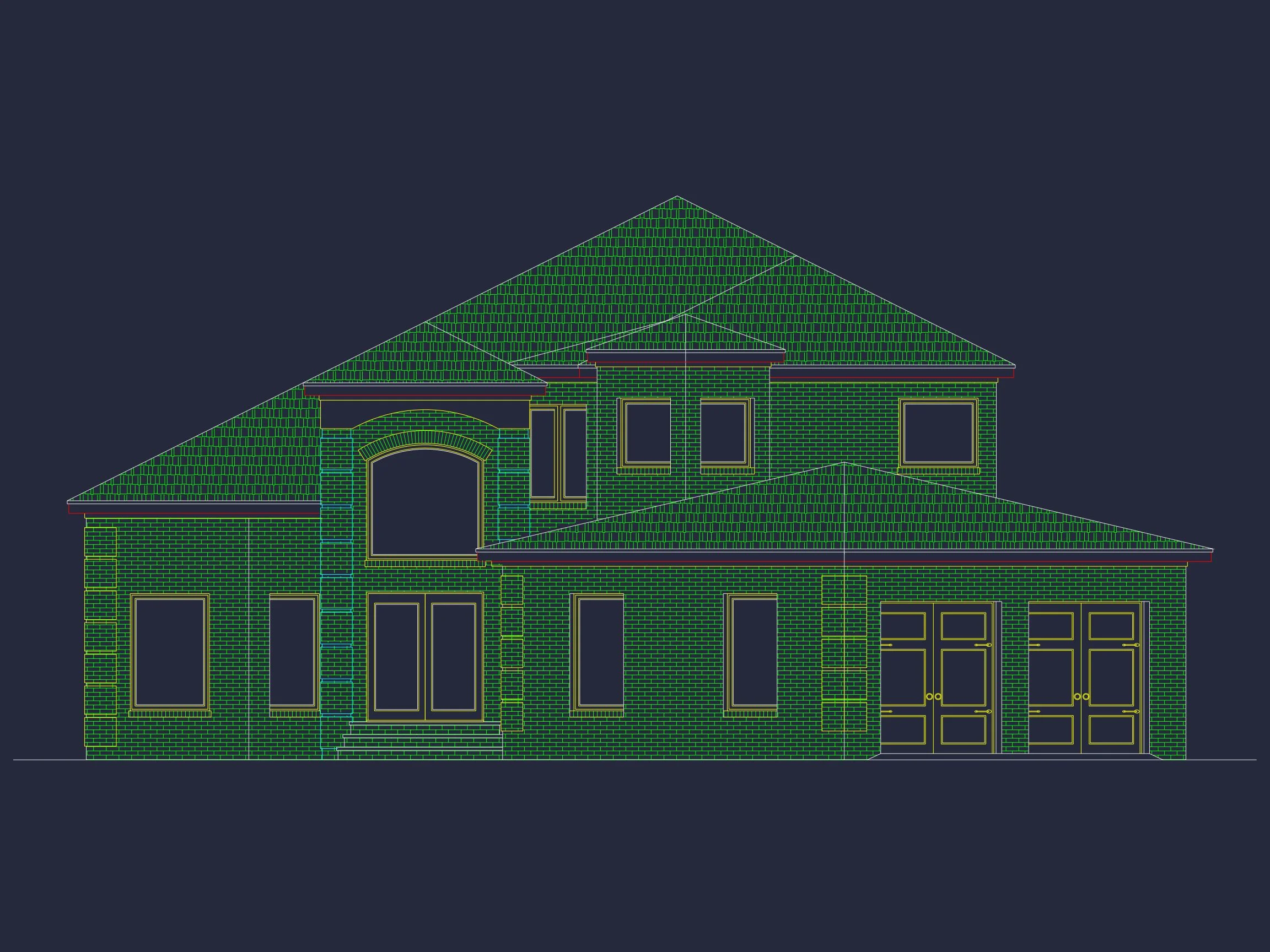 Traditional Brick Home Plan - 3-Bed, 2-Bath, 2,450 SF 3 Elegant house Floor Plan with CAD Blueprint & Modern Designs