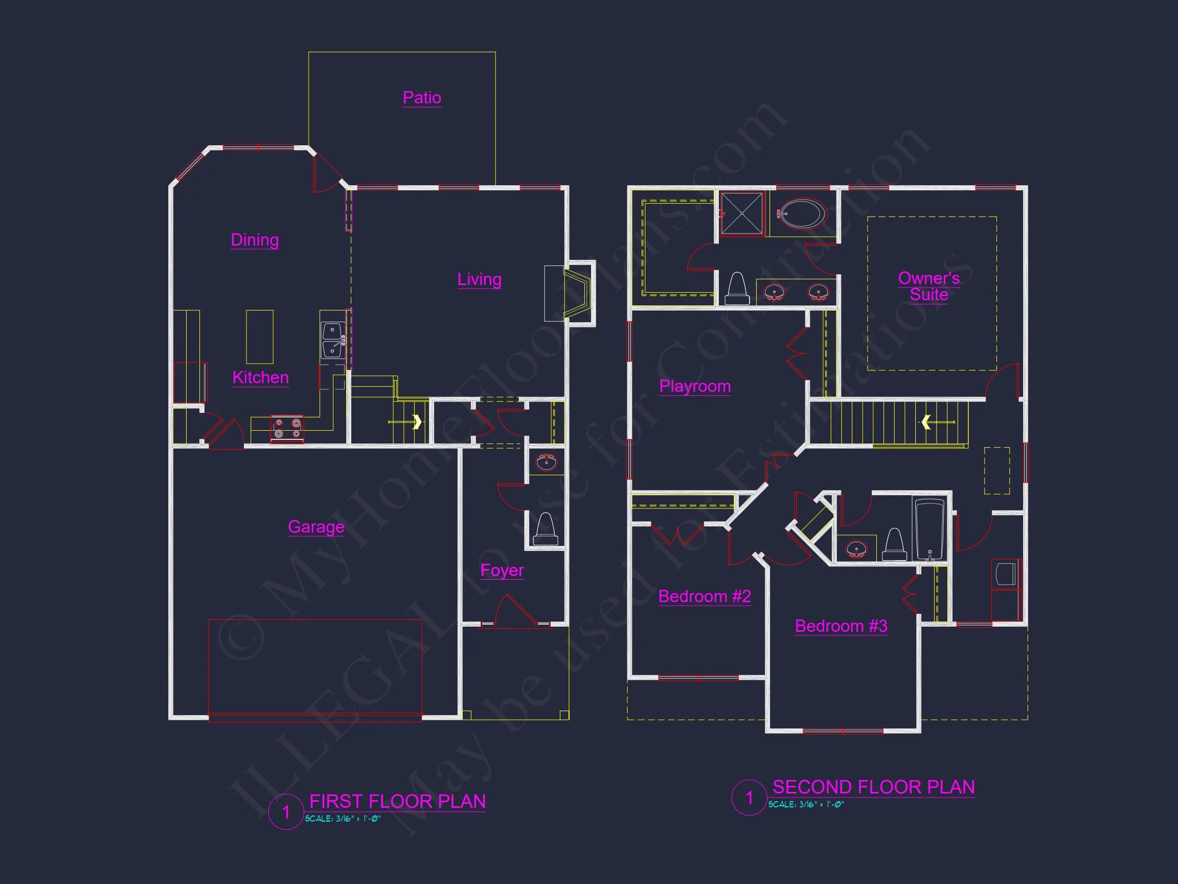 12-2151 HOUSE PLAN -Traditional Colonial Home Plan - 4-Bed, 2.5-Bath, 2,250 SF 4 Modern house Plan with 2-Story CAD Blueprint and Unique Designs