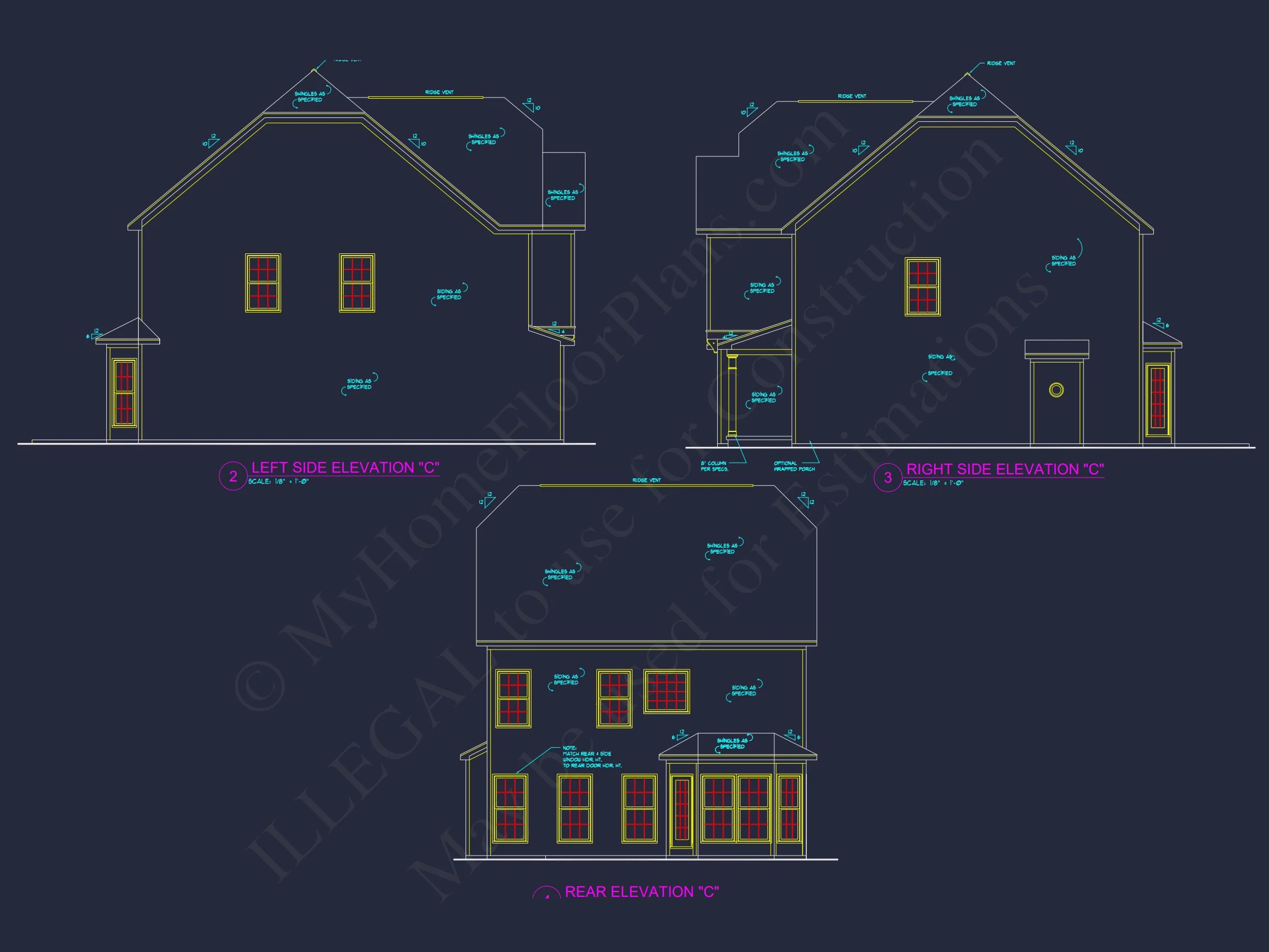 12-2151 HOUSE PLAN -Traditional Colonial Home Plan - 4-Bed, 2.5-Bath, 2,250 SF 3 Modern house Plan with 2-Story CAD Blueprint and Unique Designs