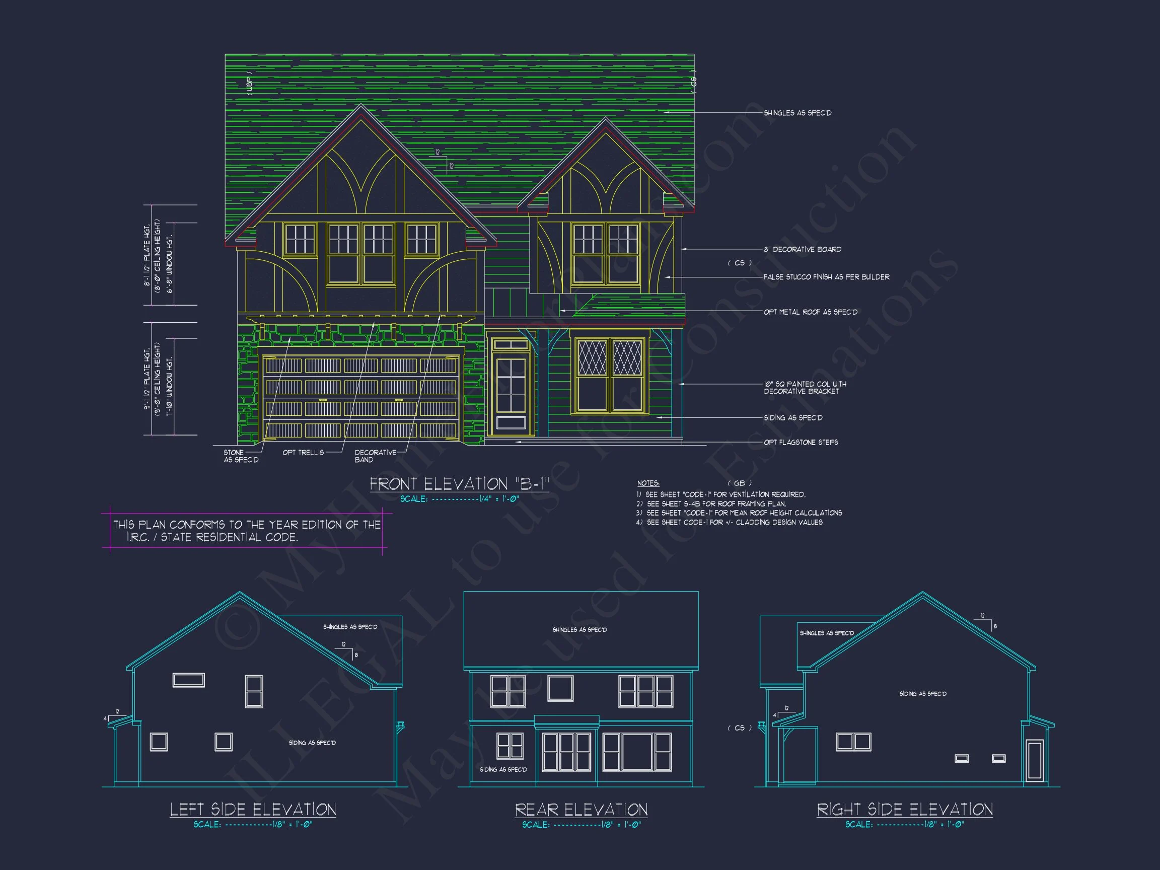 12-2140 HOUSE PLAN -Tudor Revival Home Plan - 4-Bed, 3-Bath, 2,450 SF 3 Blueprint for a 2, 238 Sq. Ft. Craftsman house Design