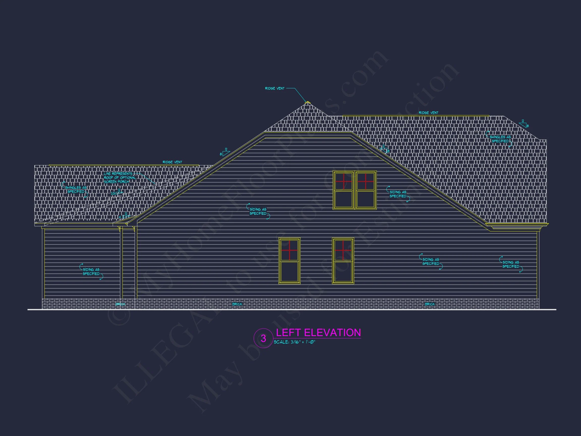 11-1955 HOUSE PLAN - Dutch Colonial Home Plan - 3-Bed, 2.5-Bath, 2,350 SF 4 Custom Craftsman house Floor Plan Blueprint with CAD Designs
