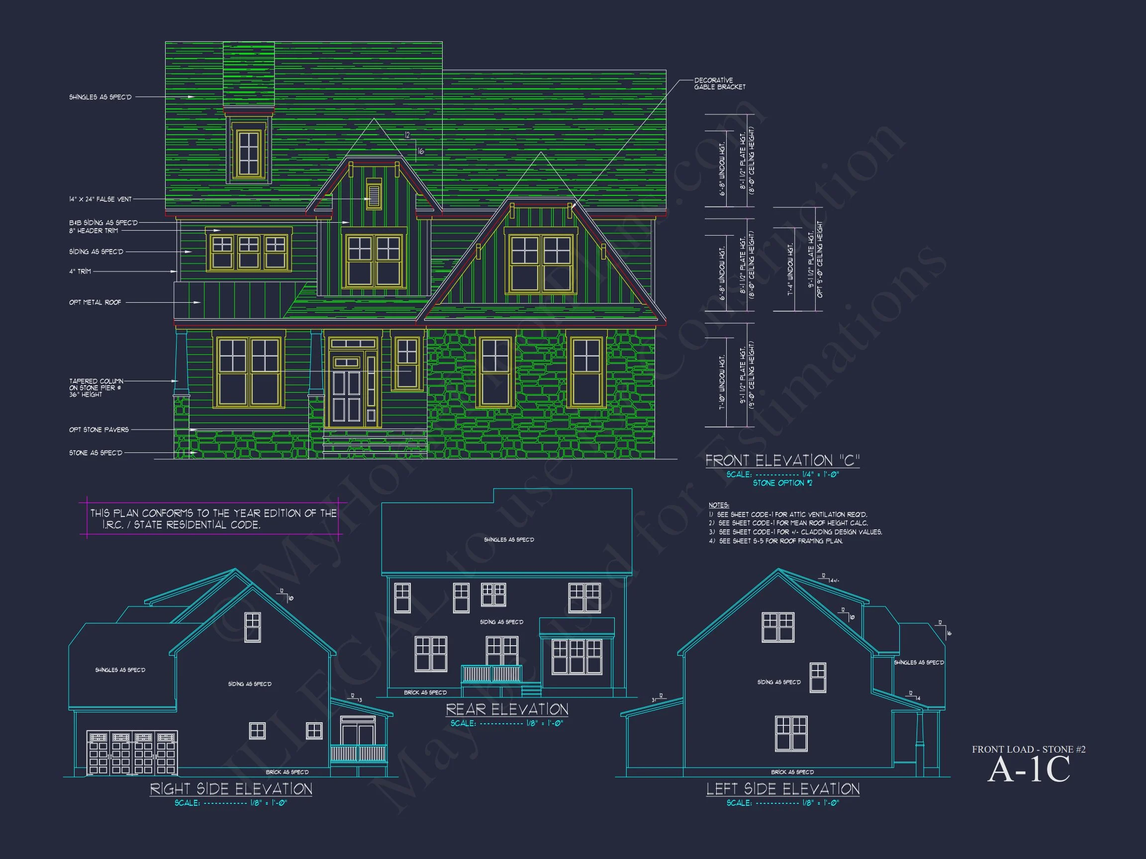 11-1700 HOUSE PLAN - Traditional Home Plan - 4-Bed, 3-Bath, 2,400 SF 24 Customizable house Plan with 2-Story Blueprint CAD Designs