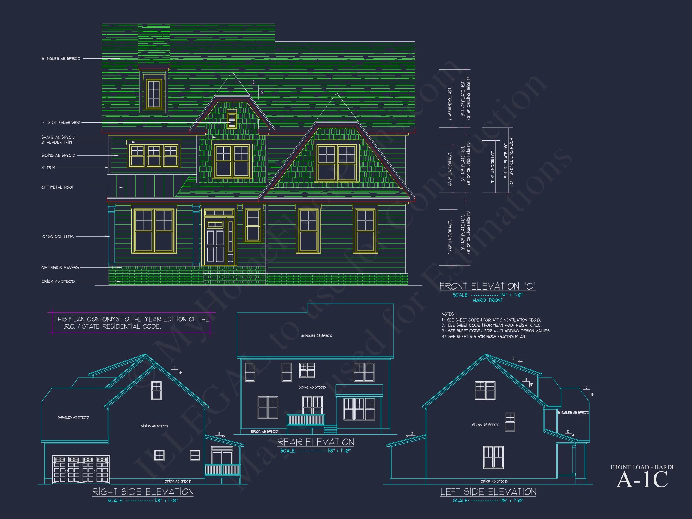 11-1700 HOUSE PLAN - Traditional Home Plan - 4-Bed, 3-Bath, 2,400 SF 16 Customizable house Plan with 2-Story Blueprint CAD Designs