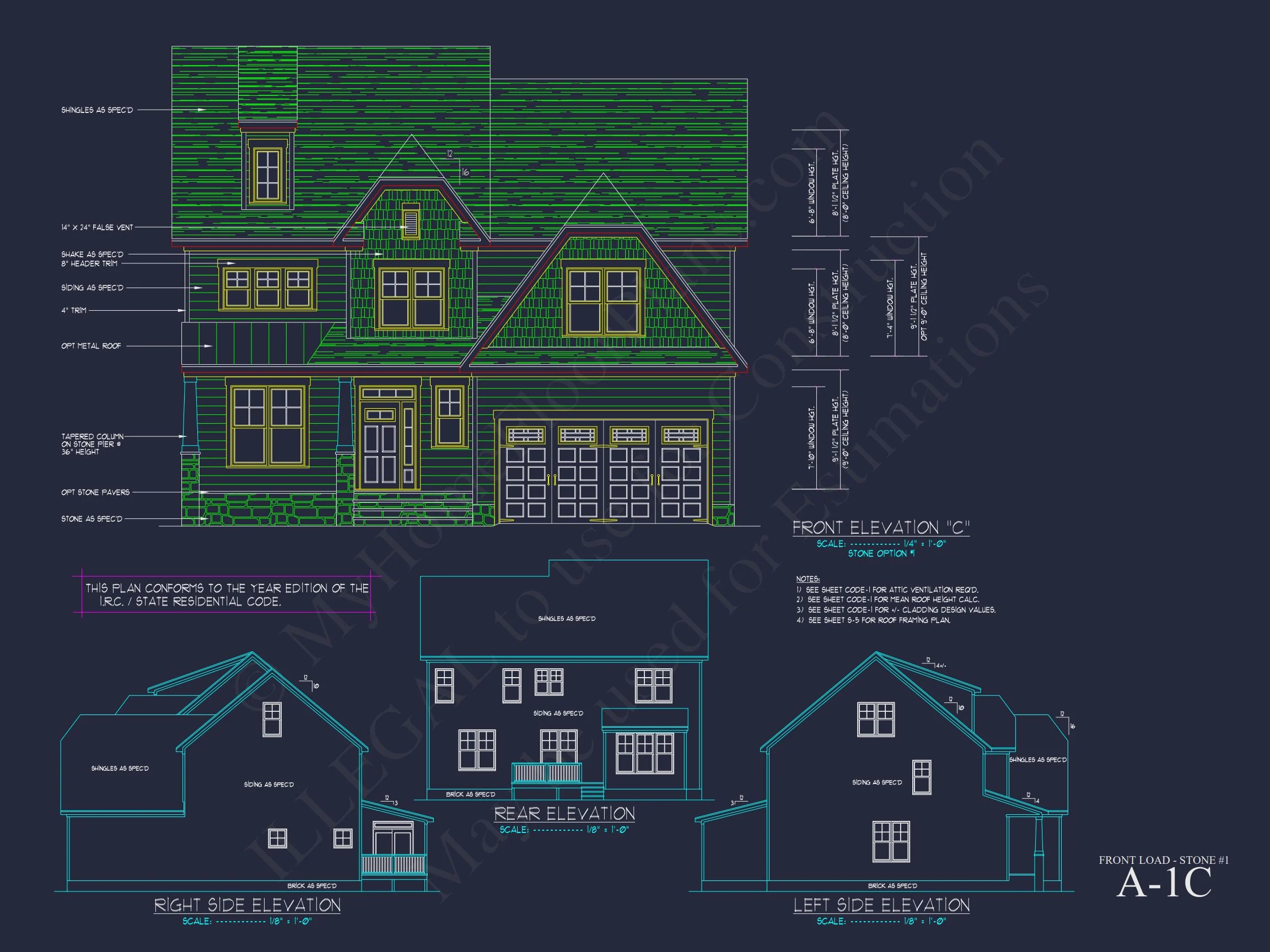 11-1700 HOUSE PLAN - Traditional Home Plan - 4-Bed, 3-Bath, 2,400 SF 9 Customizable house Plan with 2-Story Blueprint CAD Designs
