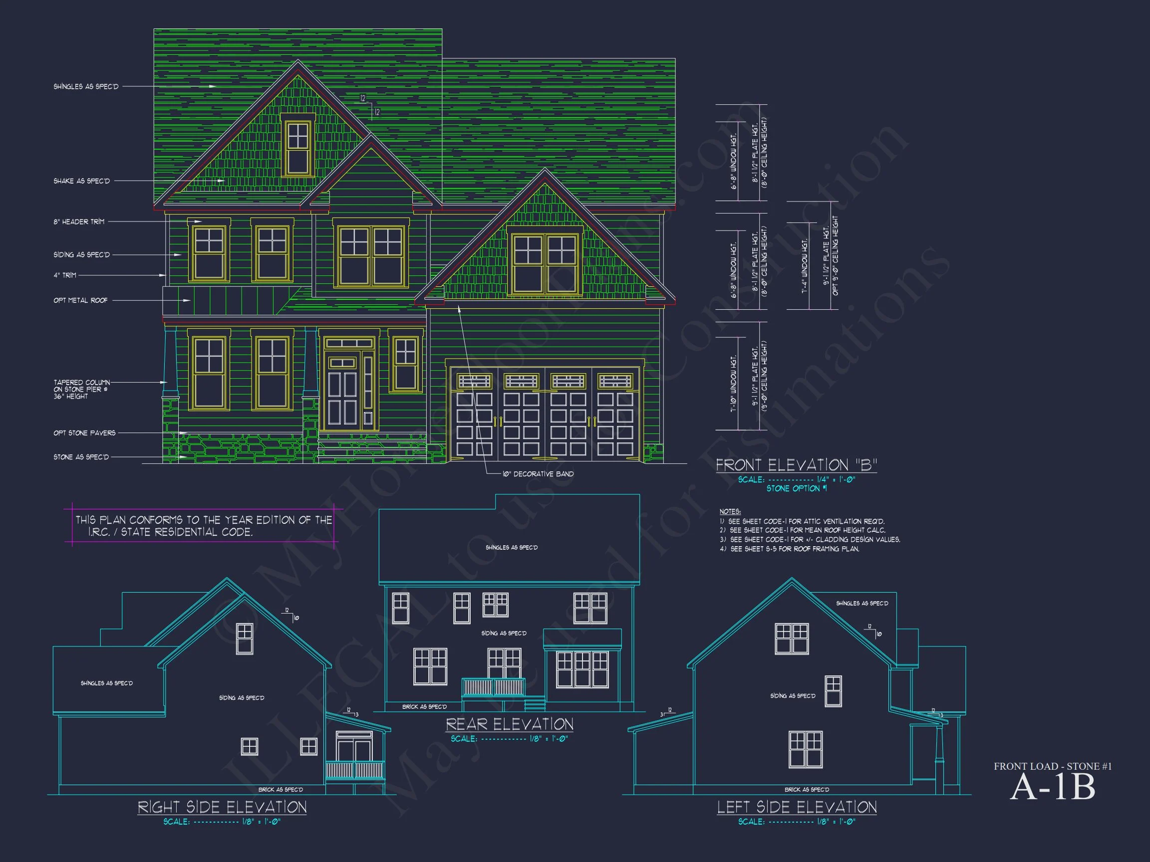 11-1700 HOUSE PLAN - Traditional Home Plan - 4-Bed, 3-Bath, 2,400 SF 8 Customizable house Plan with 2-Story Blueprint CAD Designs