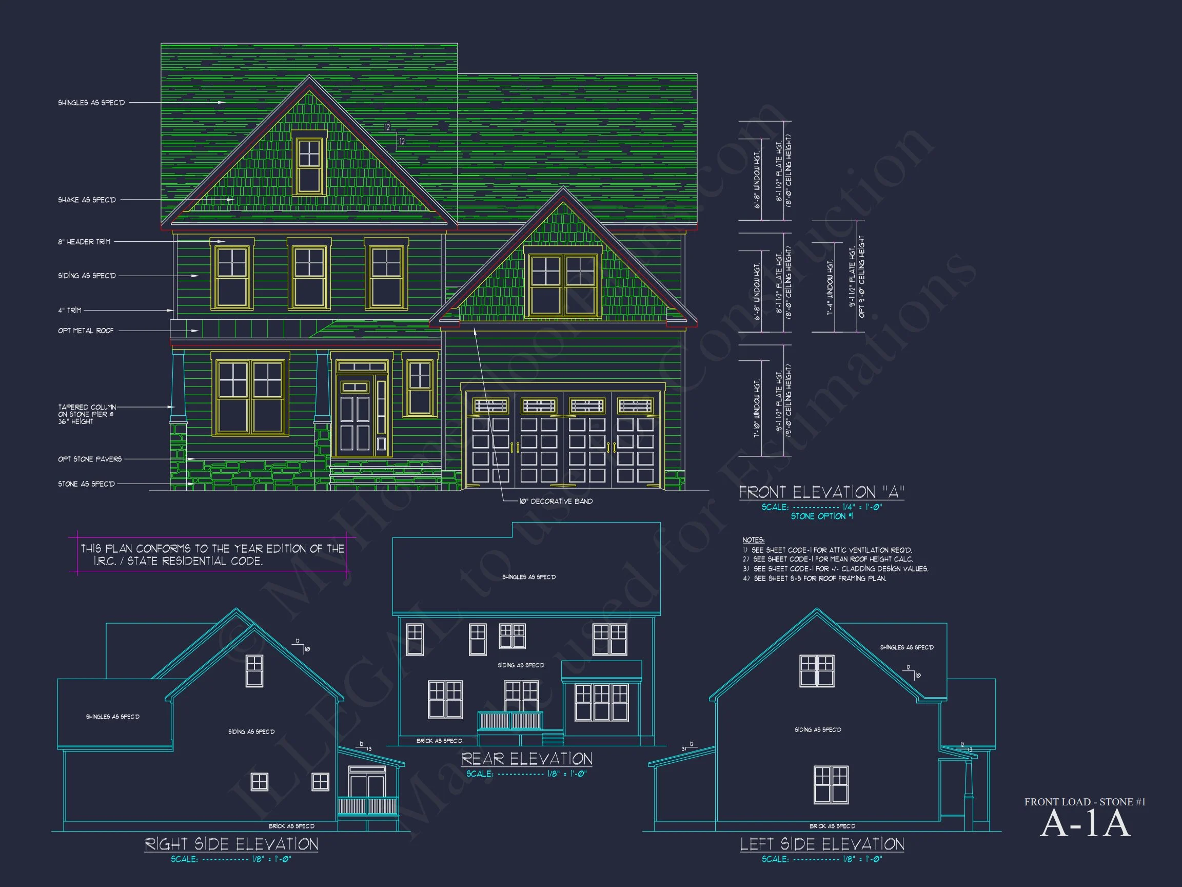 11-1700 HOUSE PLAN - Traditional Home Plan - 4-Bed, 3-Bath, 2,400 SF 7 Customizable house Plan with 2-Story Blueprint CAD Designs