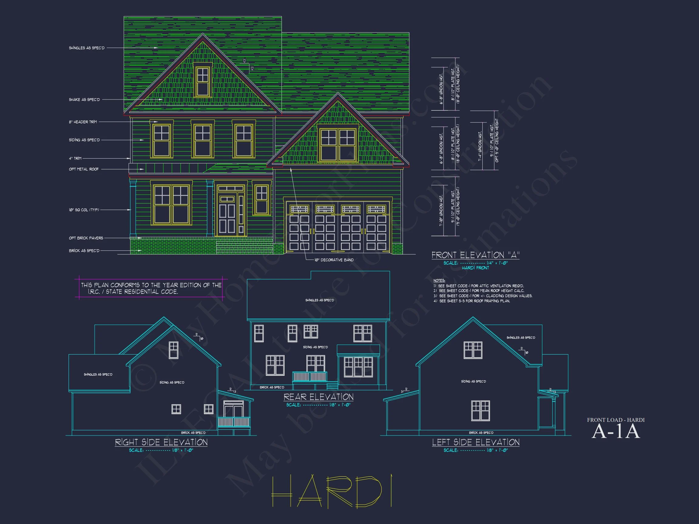 11-1700 HOUSE PLAN - Traditional Home Plan - 4-Bed, 3-Bath, 2,400 SF 6 Customizable house Plan with 2-Story Blueprint CAD Designs