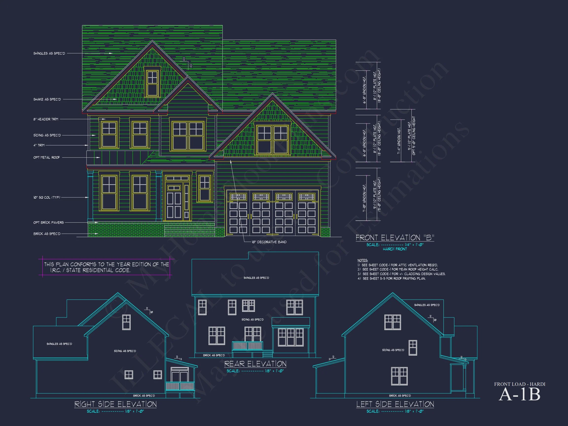 11-1700 HOUSE PLAN - Traditional Home Plan - 4-Bed, 3-Bath, 2,400 SF 5 Customizable house Plan with 2-Story Blueprint CAD Designs