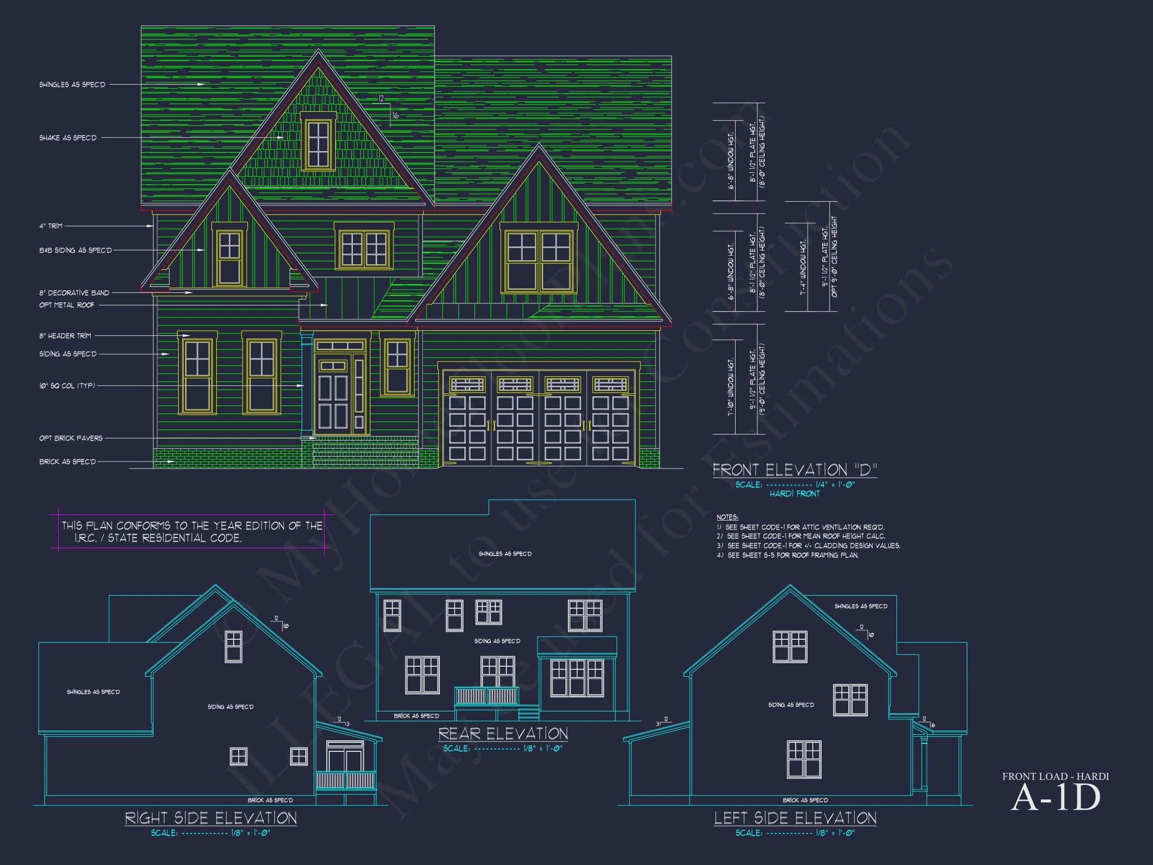 11-1700 HOUSE PLAN - Traditional Home Plan - 4-Bed, 3-Bath, 2,400 SF 3 Customizable house Plan with 2-Story Blueprint CAD Designs