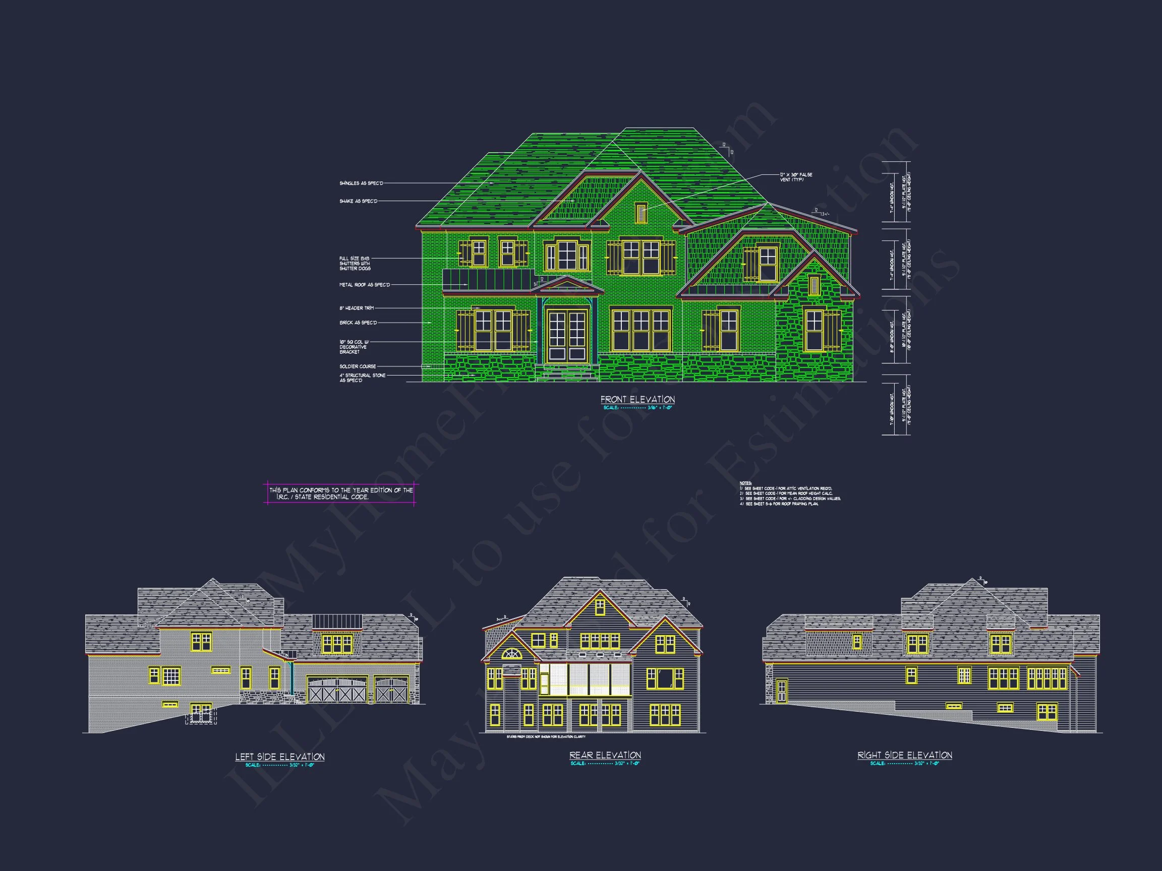 11-1535 HOUSE PLAN - Traditional Home Plan - 5-Bed, 4-Bath, 4,200 SF 18 Luxury house Plan with CAD Floor Plans & Architectural Designs