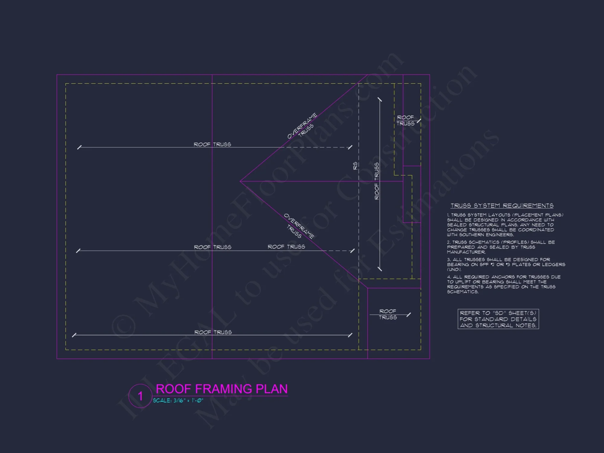 house Plan Blueprint with 2 Floors, 3 Beds, and Garage