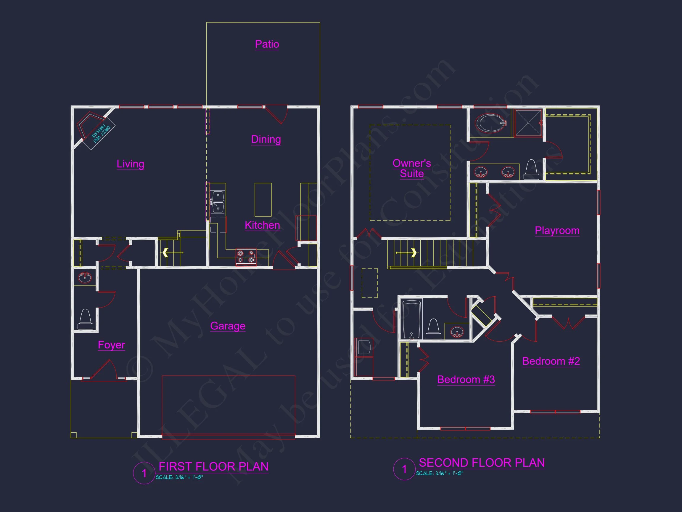 11-1411B HOUSE PLAN -Traditional Colonial Home Plan - 3-Bed, 2.5-Bath, 1,798 SF 6 house Plan Blueprint with 2 Floors, 3 Beds, and Garage