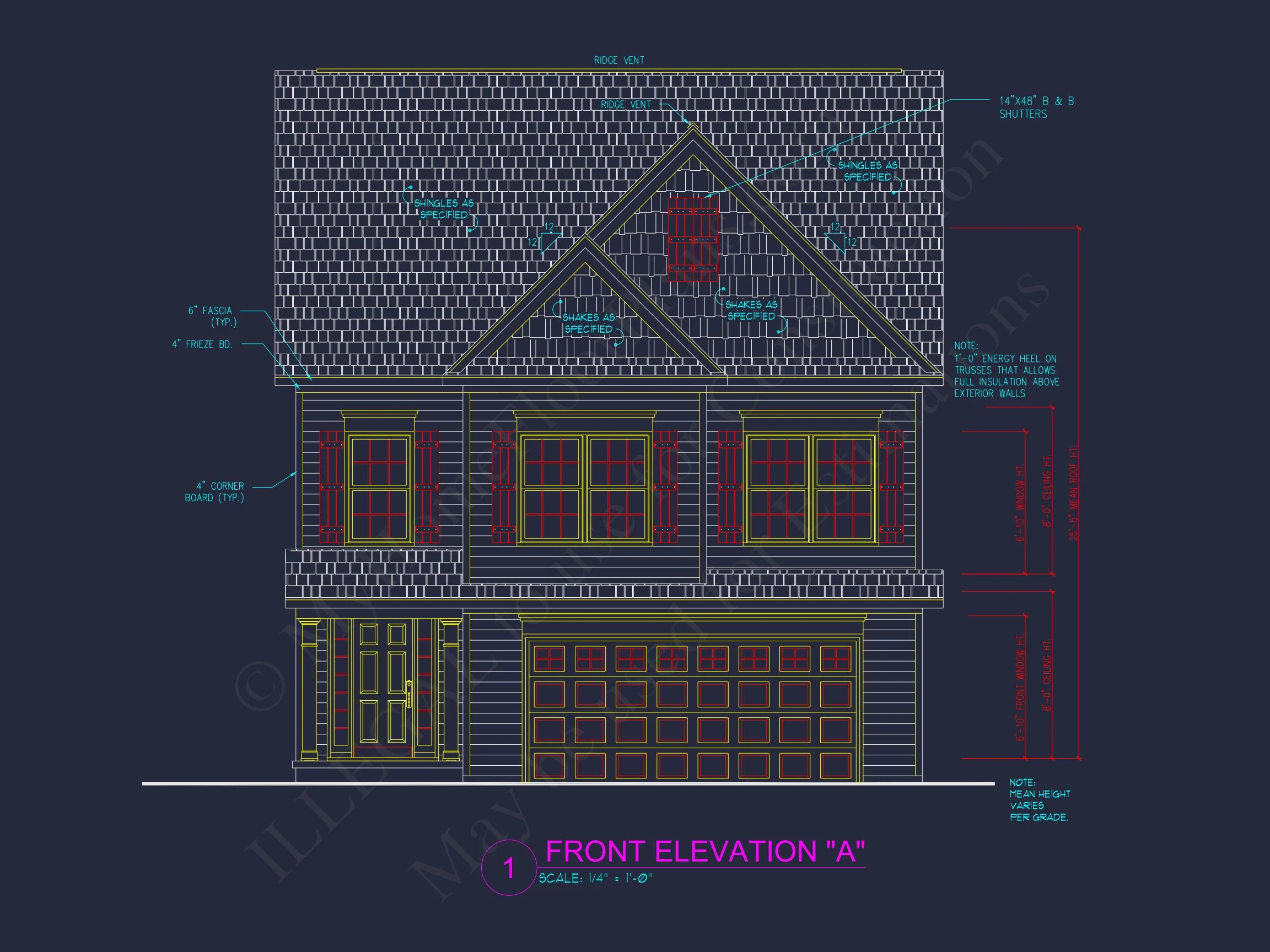 11-1411B HOUSE PLAN -Traditional Colonial Home Plan - 3-Bed, 2.5-Bath, 1,798 SF 2 house Plan Blueprint with 2 Floors, 3 Beds, and Garage