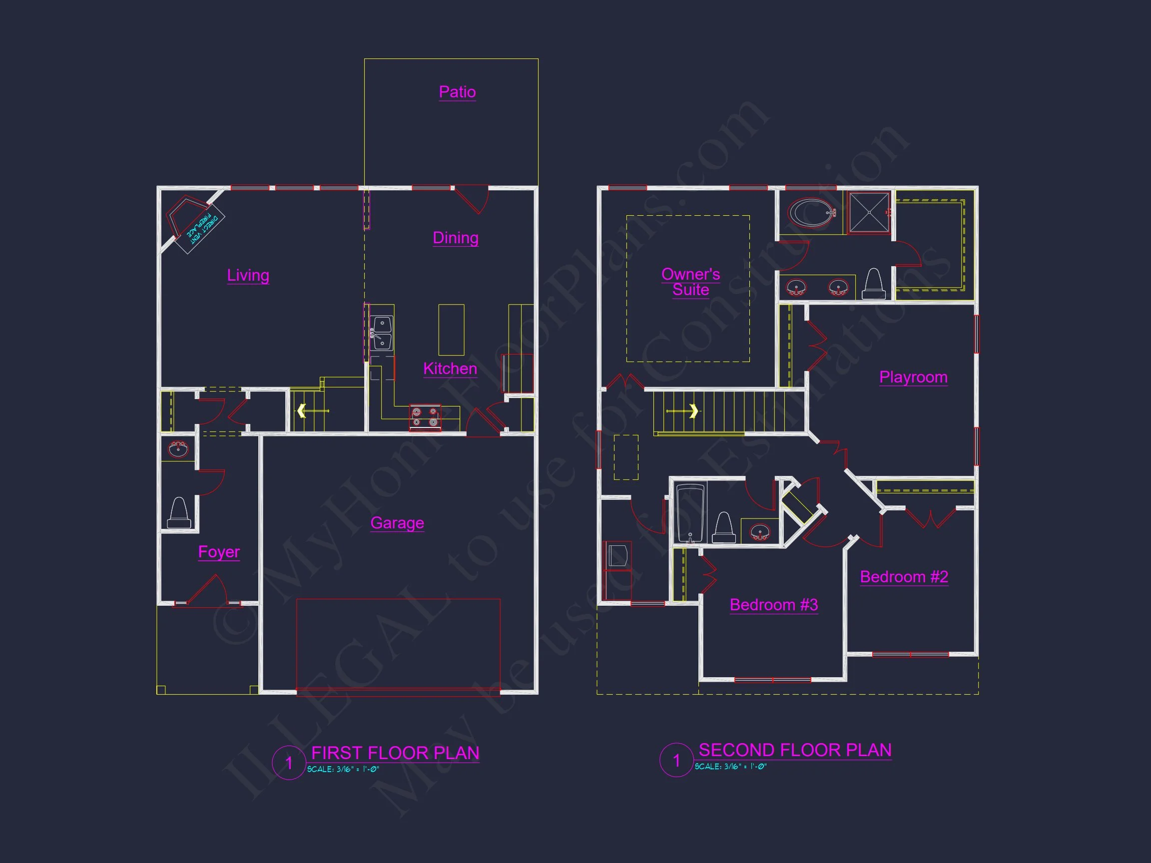 11-1411 HOUSE PLAN -Traditional Colonial Home Plan - 3-Bed, 2.5-Bath, 2,200 SF 4 house Plan with 2 Floors, 3 Bedrooms & Bonus Room Designs