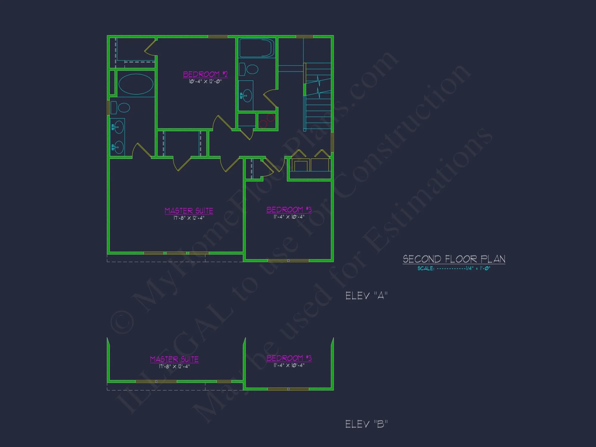 Efficient 3-Bedroom house Plan with CAD Blueprint Designs
