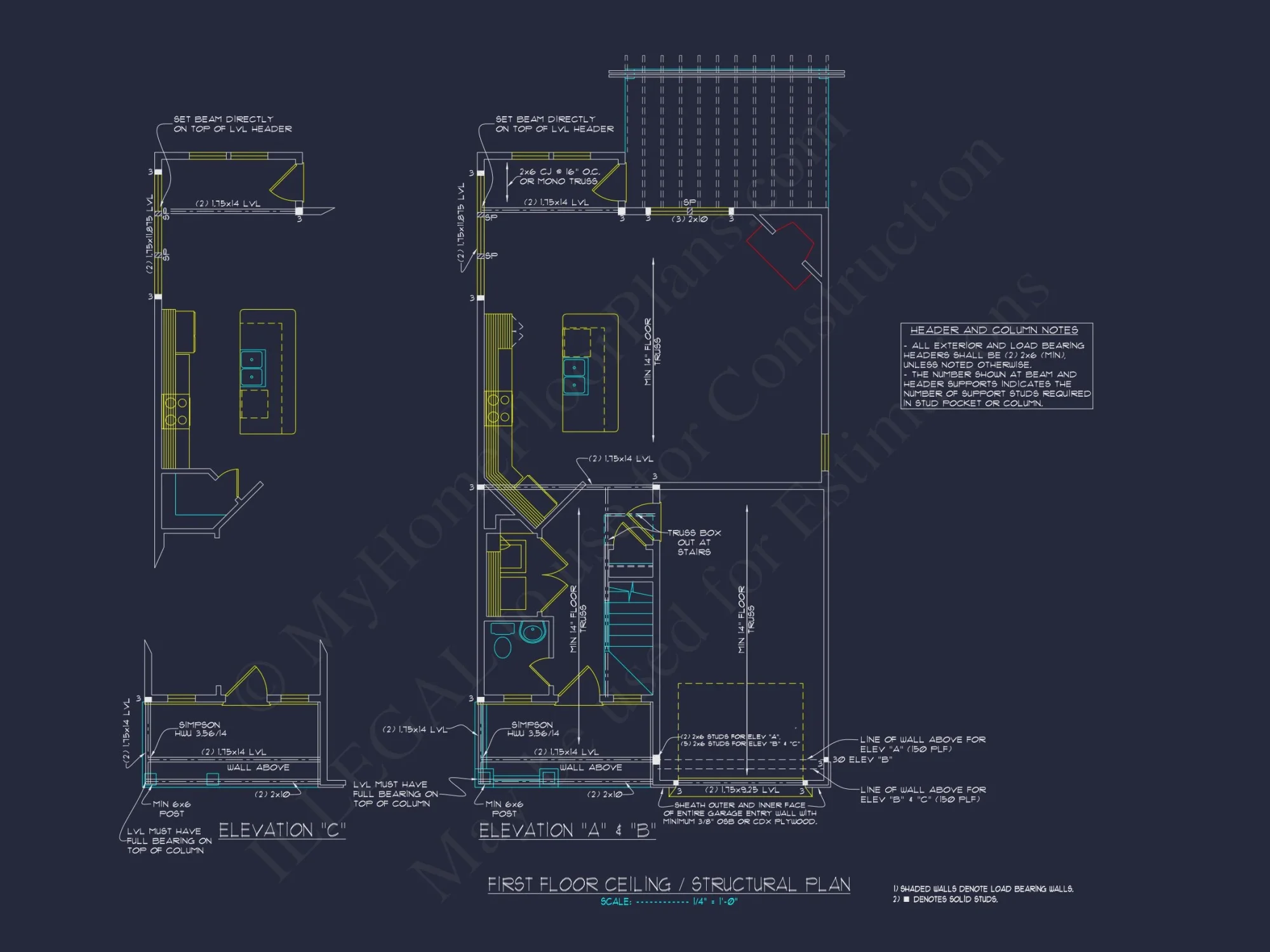 Elegant Craftsman house Blueprint with 2-Story Floor Plan