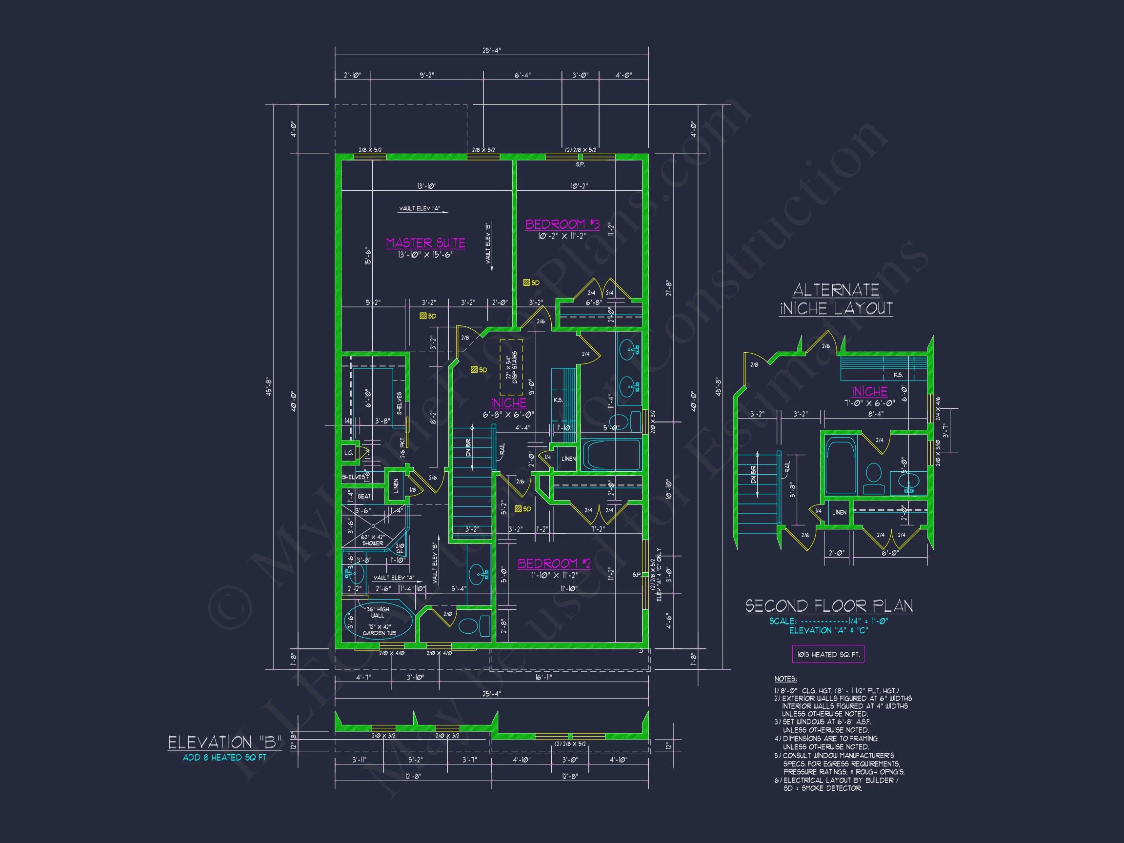 11-1034 HOUSE PLAN -Modern Farmhouse Home Plan - 3-Bed, 2.5-Bath, 1,980 SF 9 Elegant Craftsman house Blueprint with 2-Story Floor Plan