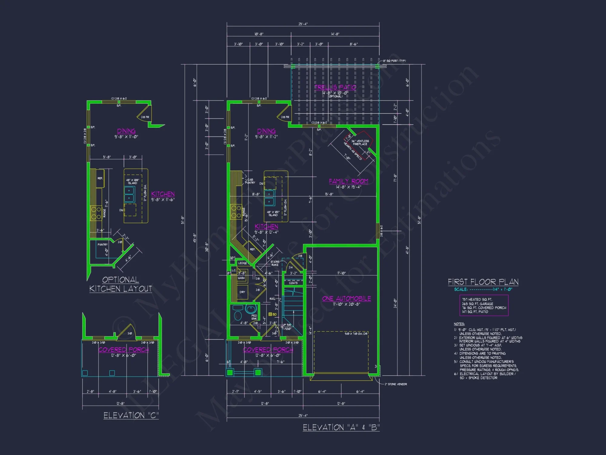 Elegant Craftsman house Blueprint with 2-Story Floor Plan