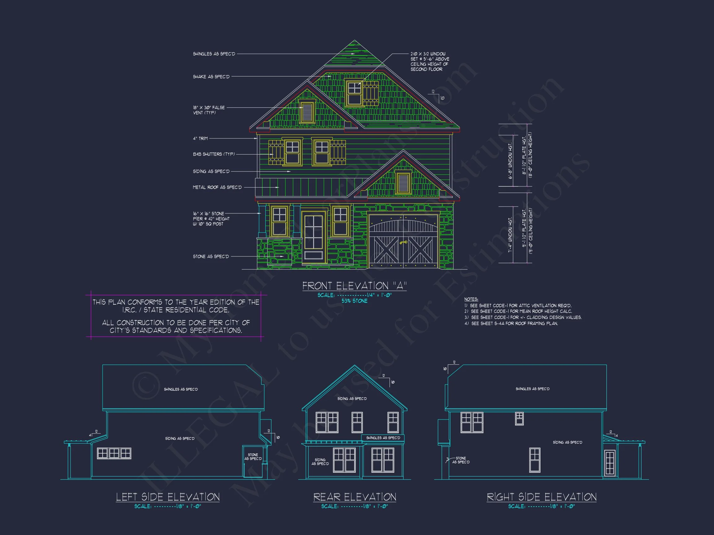 11-1034 HOUSE PLAN -Modern Farmhouse Home Plan - 3-Bed, 2.5-Bath, 1,980 SF 5 Elegant Craftsman house Blueprint with 2-Story Floor Plan