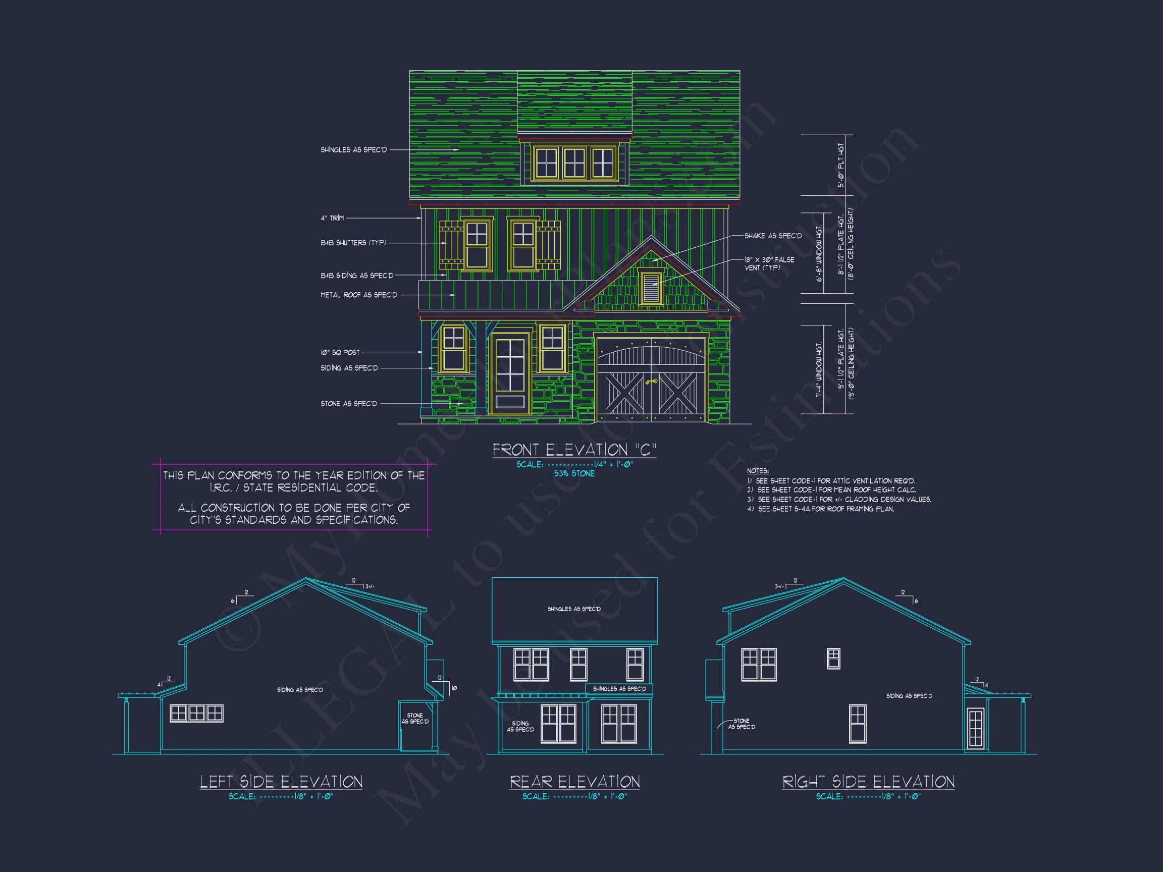 11-1034 HOUSE PLAN -Modern Farmhouse Home Plan - 3-Bed, 2.5-Bath, 1,980 SF 3 Elegant Craftsman house Blueprint with 2-Story Floor Plan