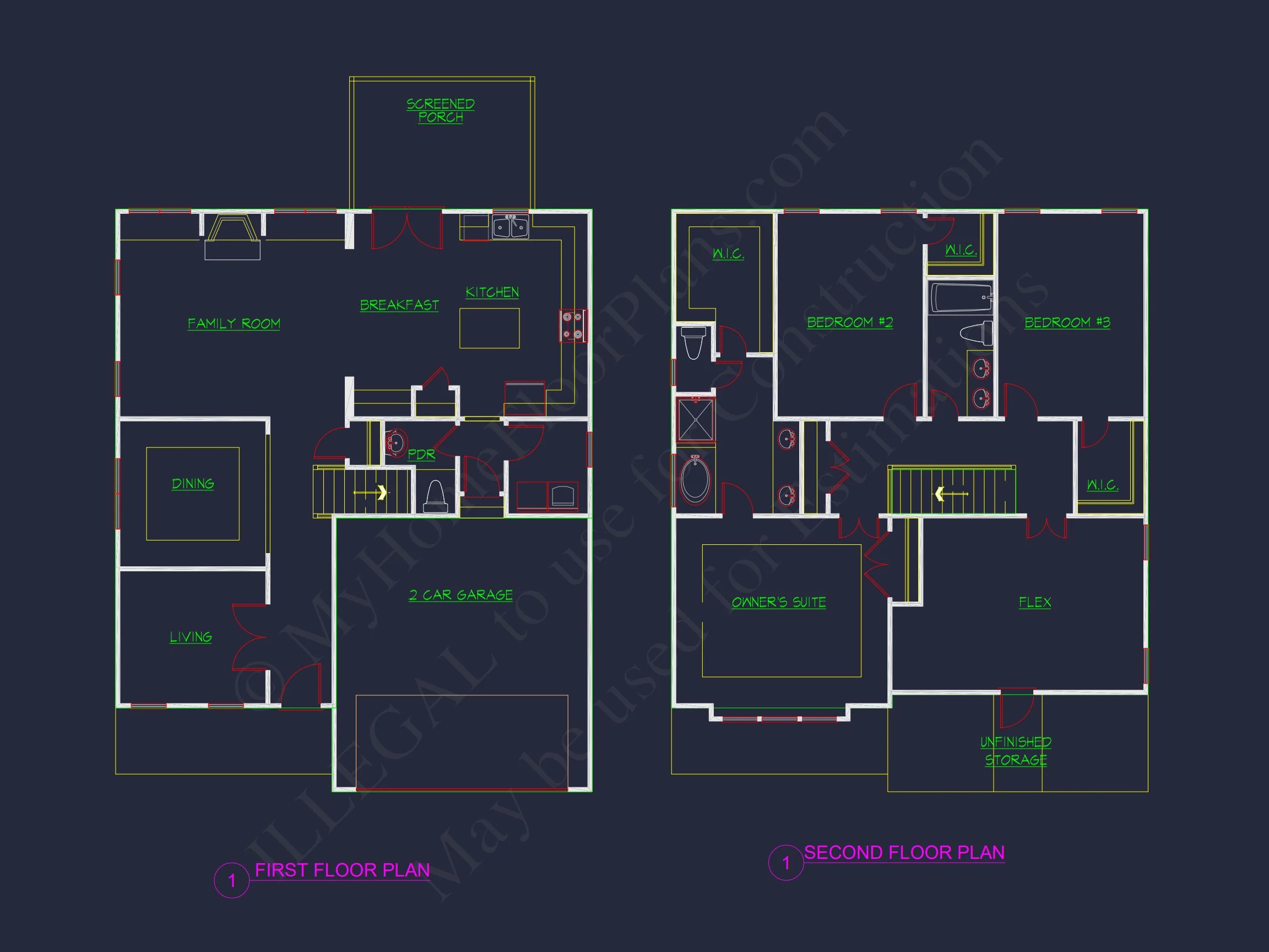 11-1011 HOUSE PLAN -Traditional Craftsman Home Plan - 4-Bed, 3-Bath, 2,450 SF 24 Modern Suburban house Plan with Spacious Floor Plan and CAD Design