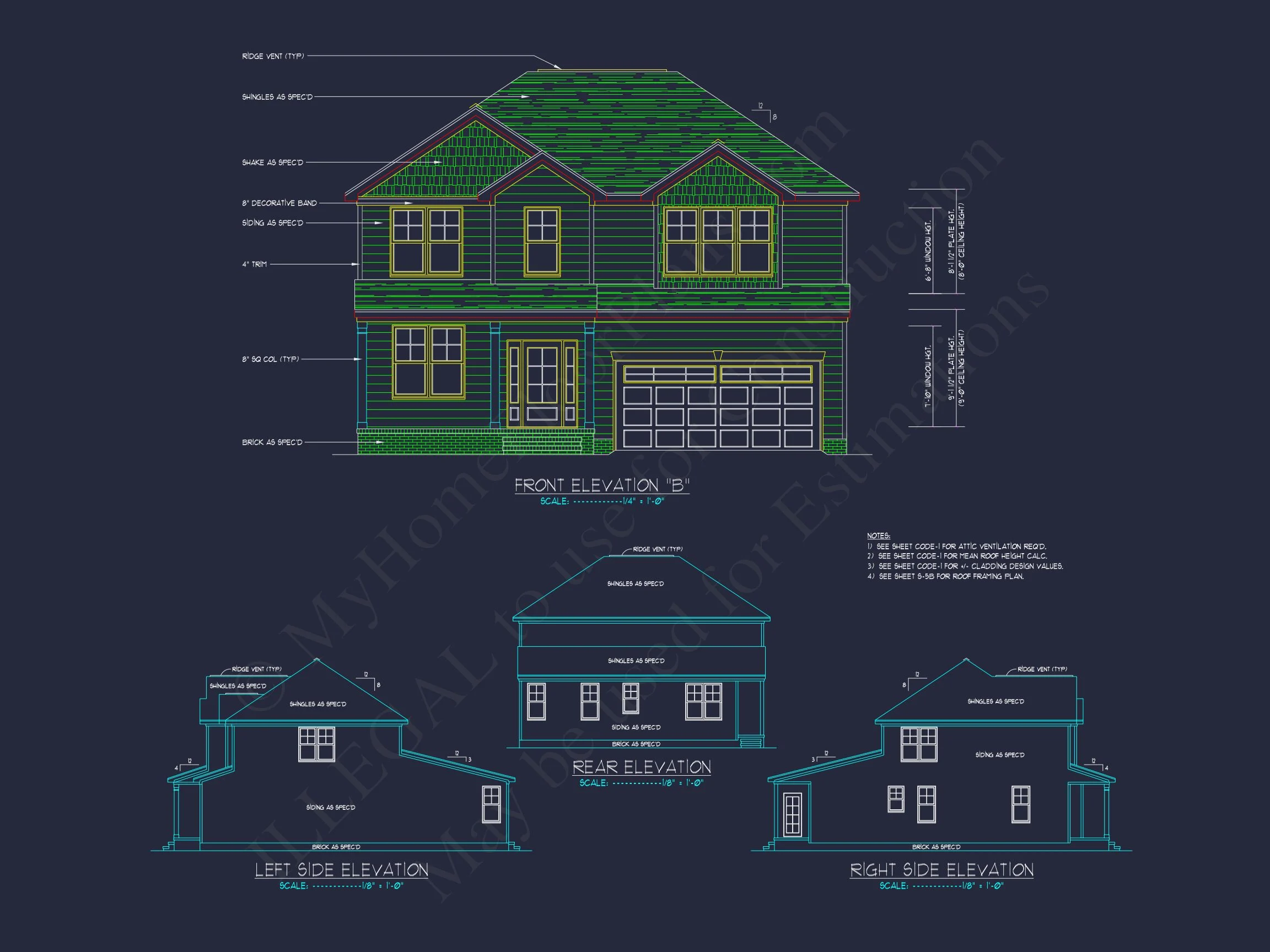 10-1883 HOUSE PLAN - Traditional Home Plan - 4-Bed, 3-Bath, 2,450 SF 4 Modern Craftsman house Plan with CAD Features and Designs