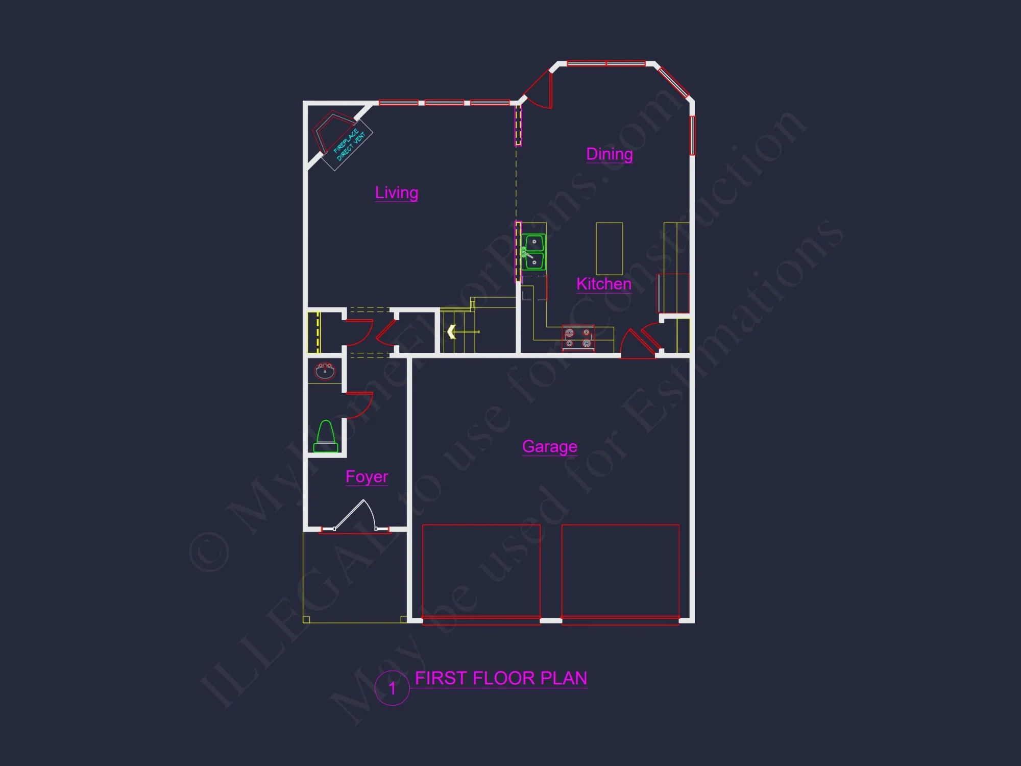 Traditional Craftsman house Floor Plan with Architectural Designs
