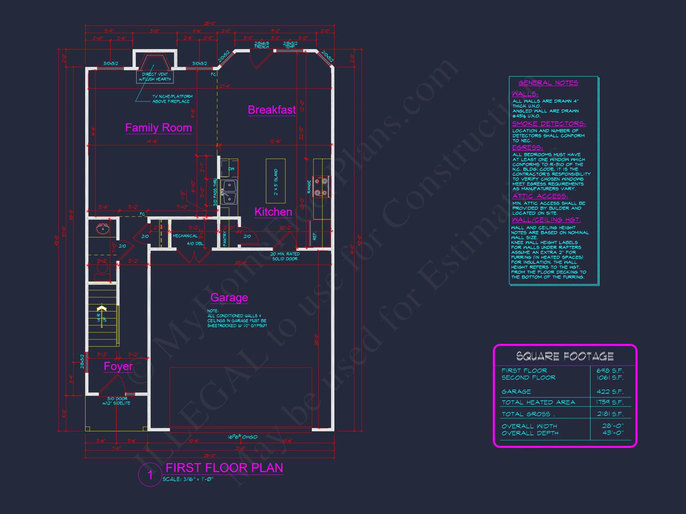10-1625 HOUSE PLAN -Traditional Colonial Home Plan - 3-Bed, 2.5-Bath, 1,759 SF 5 Modern Suburban house Plan: 2-Story Blueprint with CAD Designs