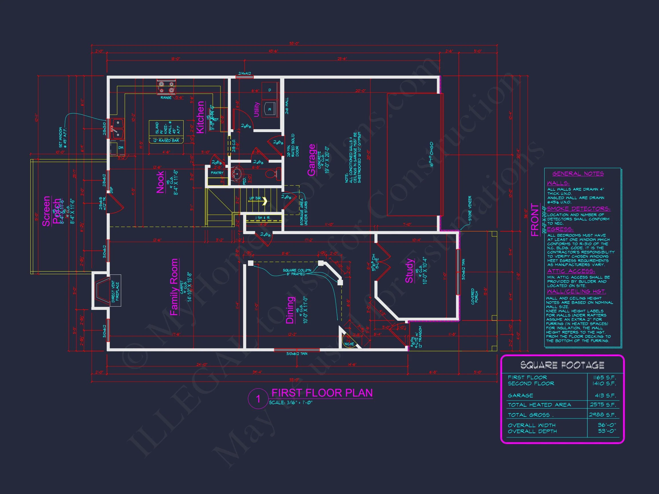 10-1120 HOUSE PLAN -Traditional Colonial Home Plan - 4-Bed, 3-Bath, 2,450 SF 6 Efficient house Plan Blueprint with Colonial Farmhouse Design