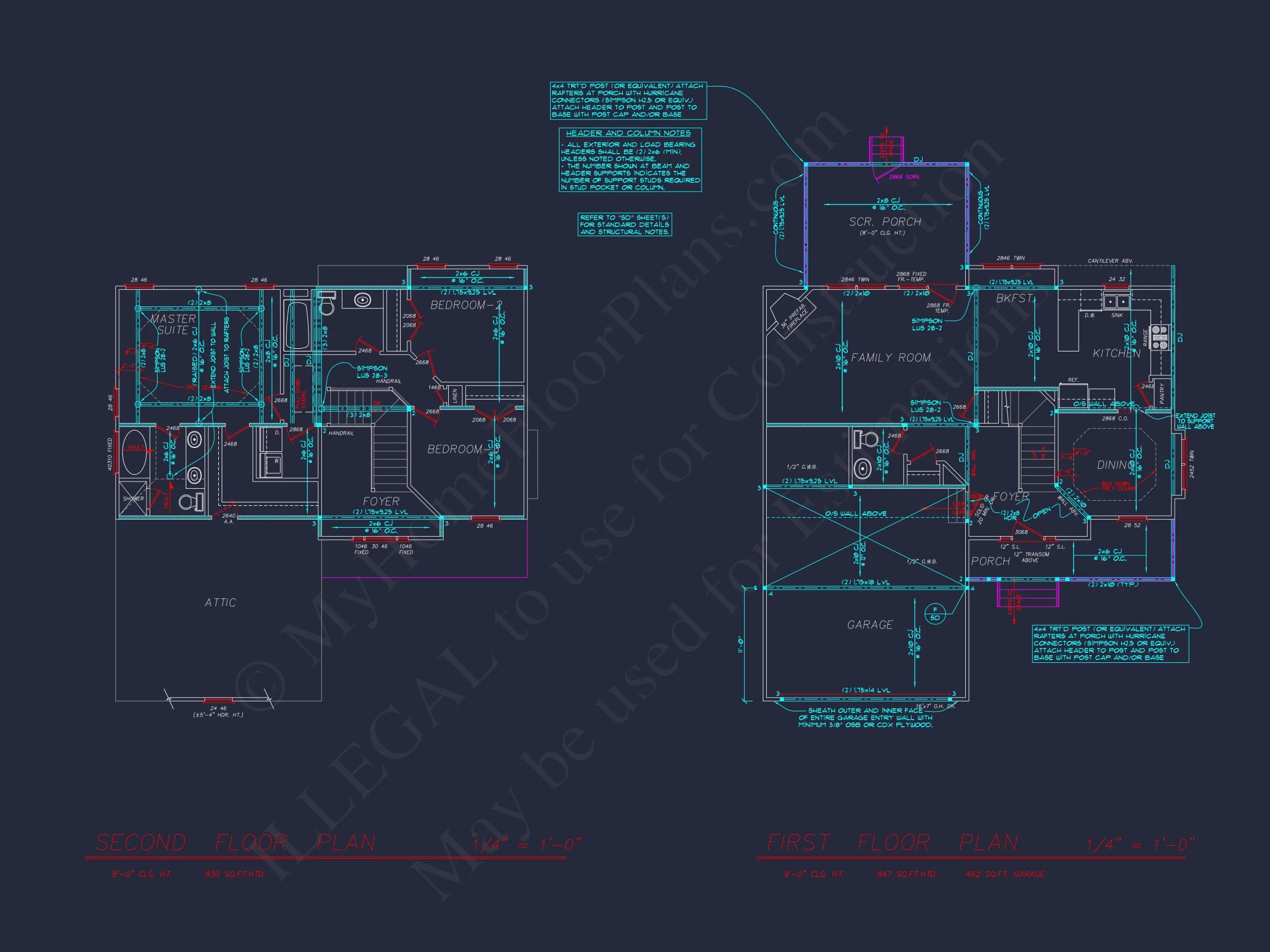 9-1815 HOUSE PLAN -Traditional Home Plan - 3-Bed, 2.5-Bath, 1,950 SF 8 2-Story house Plan with 3 Bedrooms, CAD Designs & Blueprint