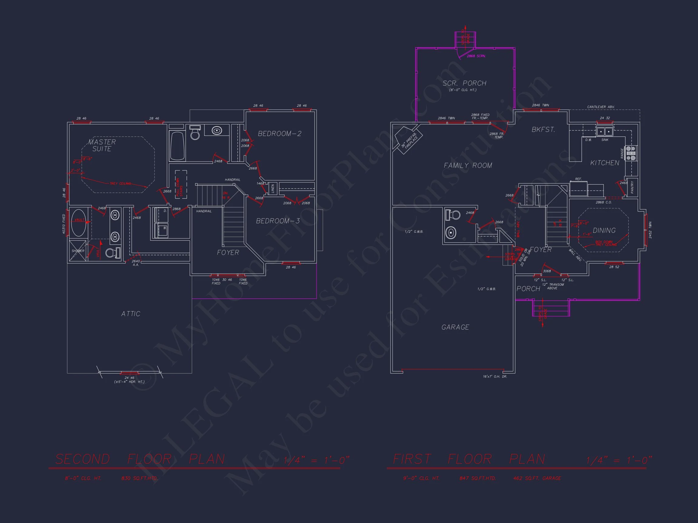 9-1815 HOUSE PLAN -Traditional Home Plan - 3-Bed, 2.5-Bath, 1,950 SF 6 2-Story house Plan with 3 Bedrooms, CAD Designs & Blueprint