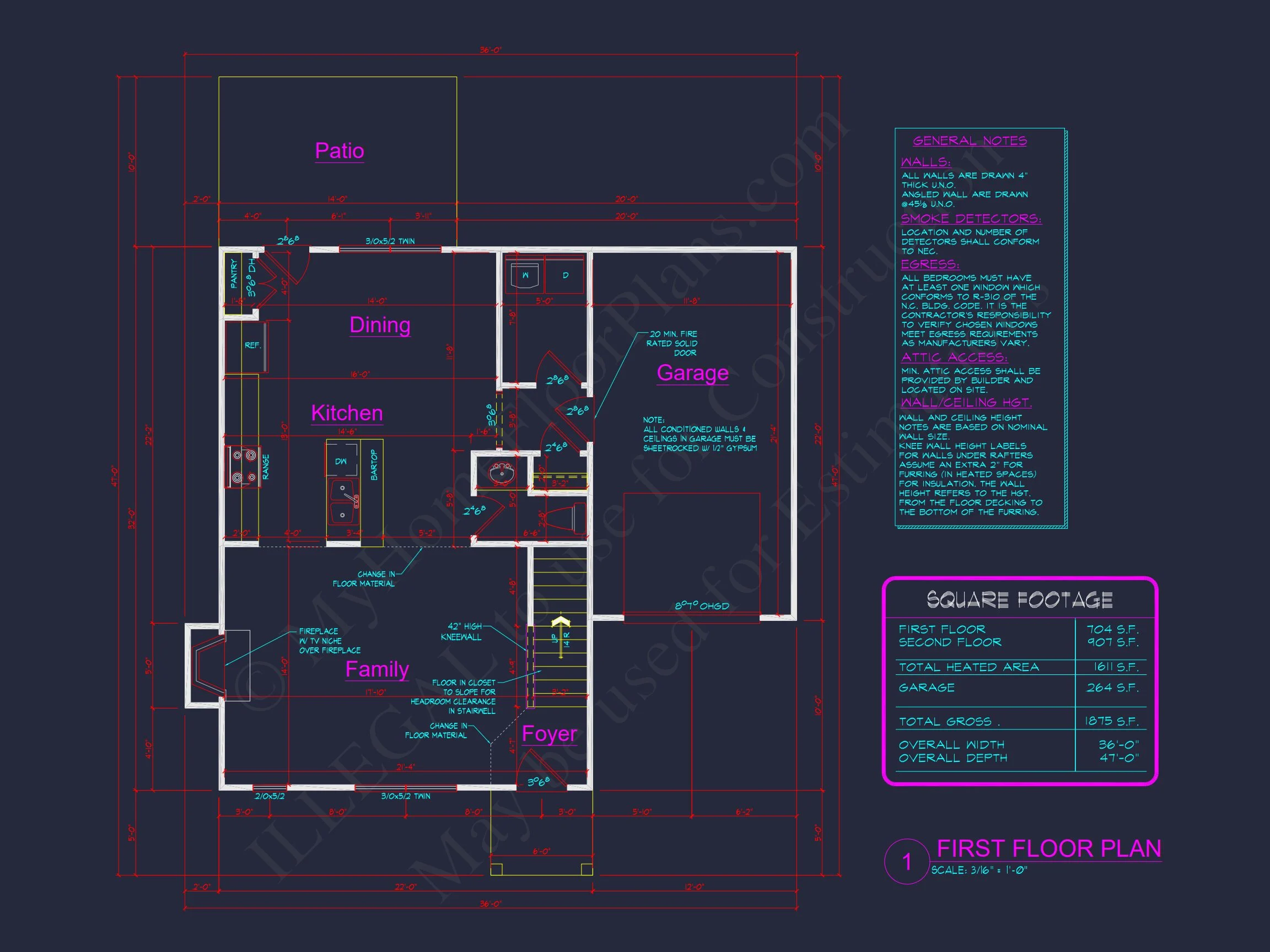 9-1592B HOUSE PLAN -Traditional Colonial Home Plan - 3-Bed, 2.5-Bath, 1,611 SF 5 Customizable house Plan with Detailed CAD Designs and Floor Blueprint