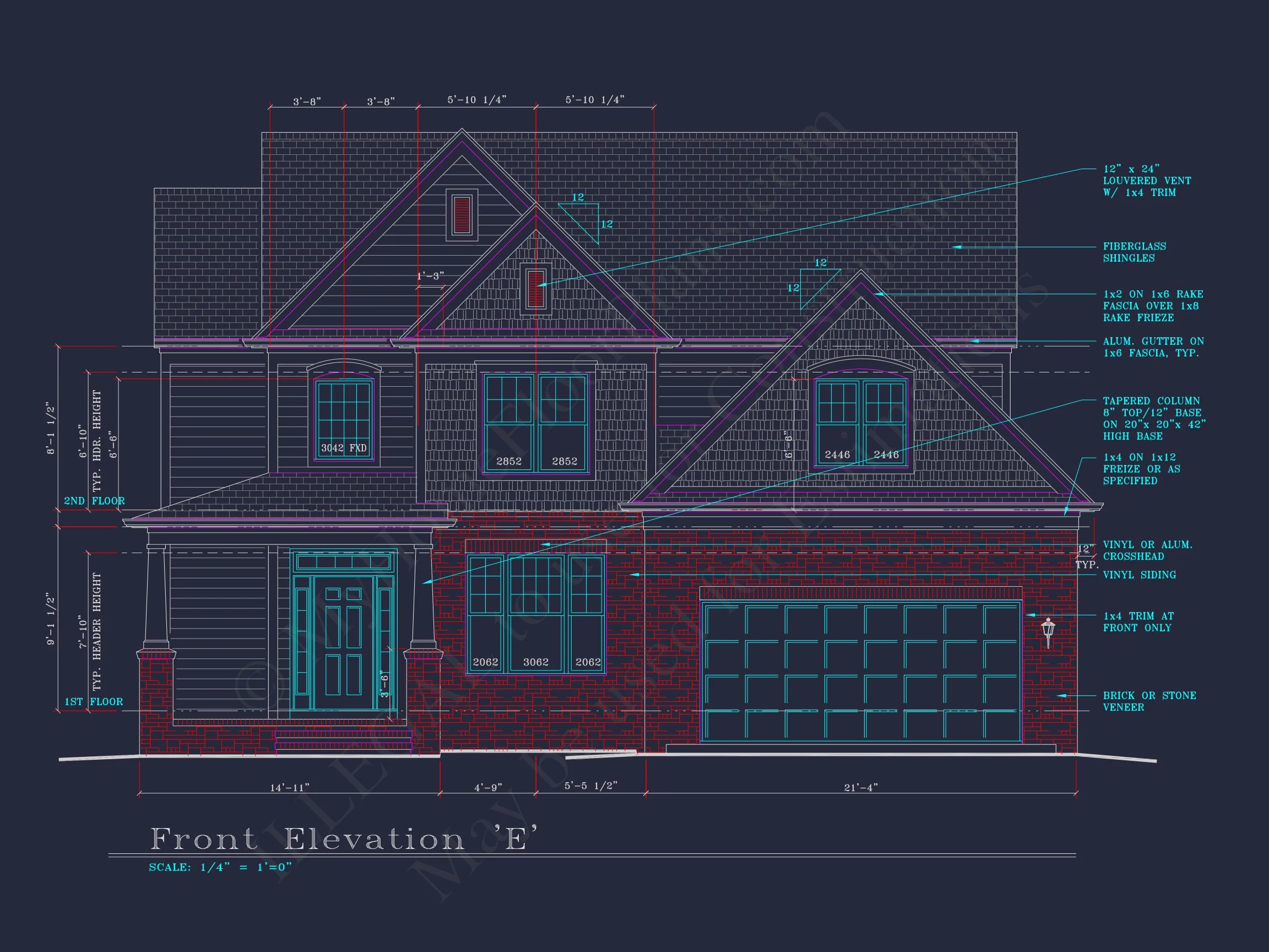 8-1914 HOUSE PLAN - Modern Suburban House Plan: 4 Bedrooms, 2.5 Baths, CAD Designs 6 Modern Suburban house Plan: 4 Bedrooms, 2.5 Baths, CAD Designs