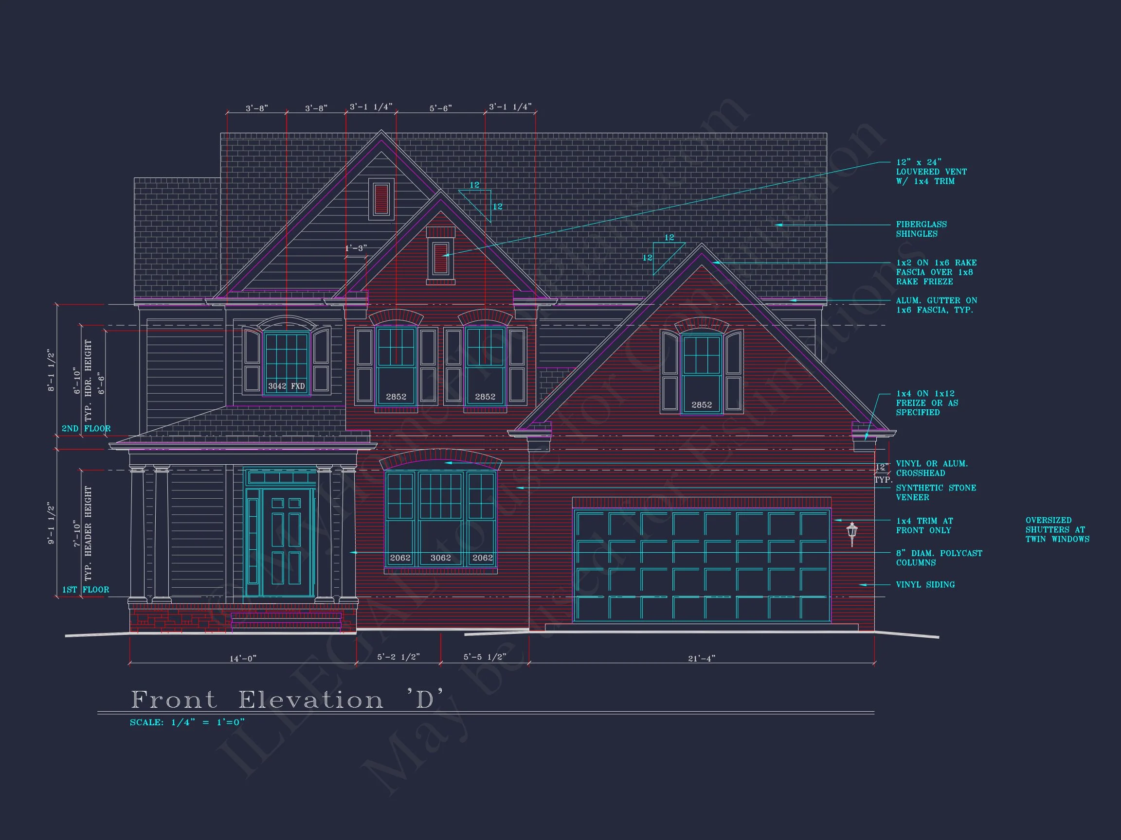 8-1914 HOUSE PLAN - Modern Suburban House Plan: 4 Bedrooms, 2.5 Baths, CAD Designs 5 Modern Suburban house Plan: 4 Bedrooms, 2.5 Baths, CAD Designs