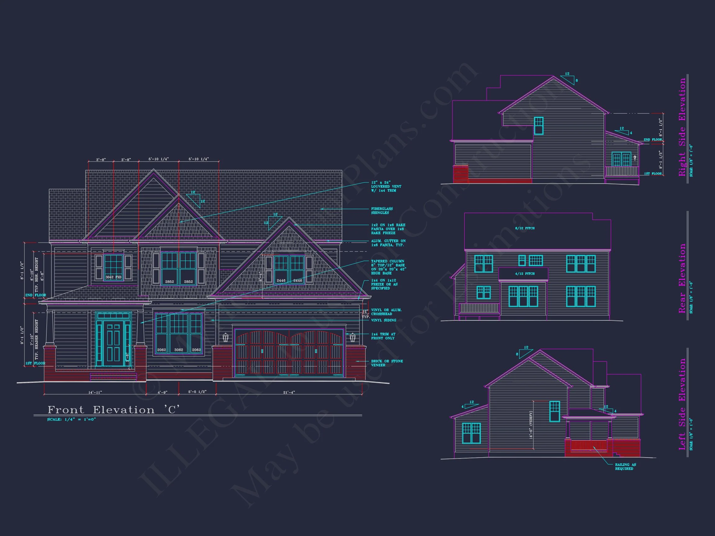 8-1914 HOUSE PLAN - Modern Suburban House Plan: 4 Bedrooms, 2.5 Baths, CAD Designs 4 Modern Suburban house Plan: 4 Bedrooms, 2.5 Baths, CAD Designs