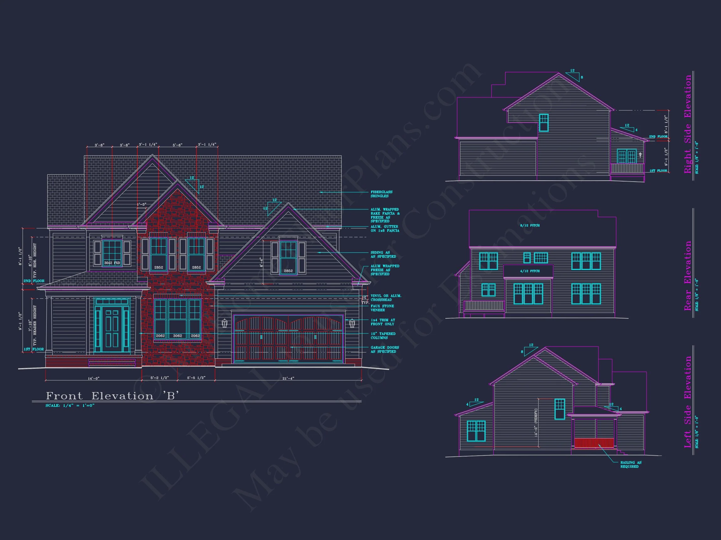 8-1914 HOUSE PLAN - Modern Suburban House Plan: 4 Bedrooms, 2.5 Baths, CAD Designs 3 Modern Suburban house Plan: 4 Bedrooms, 2.5 Baths, CAD Designs