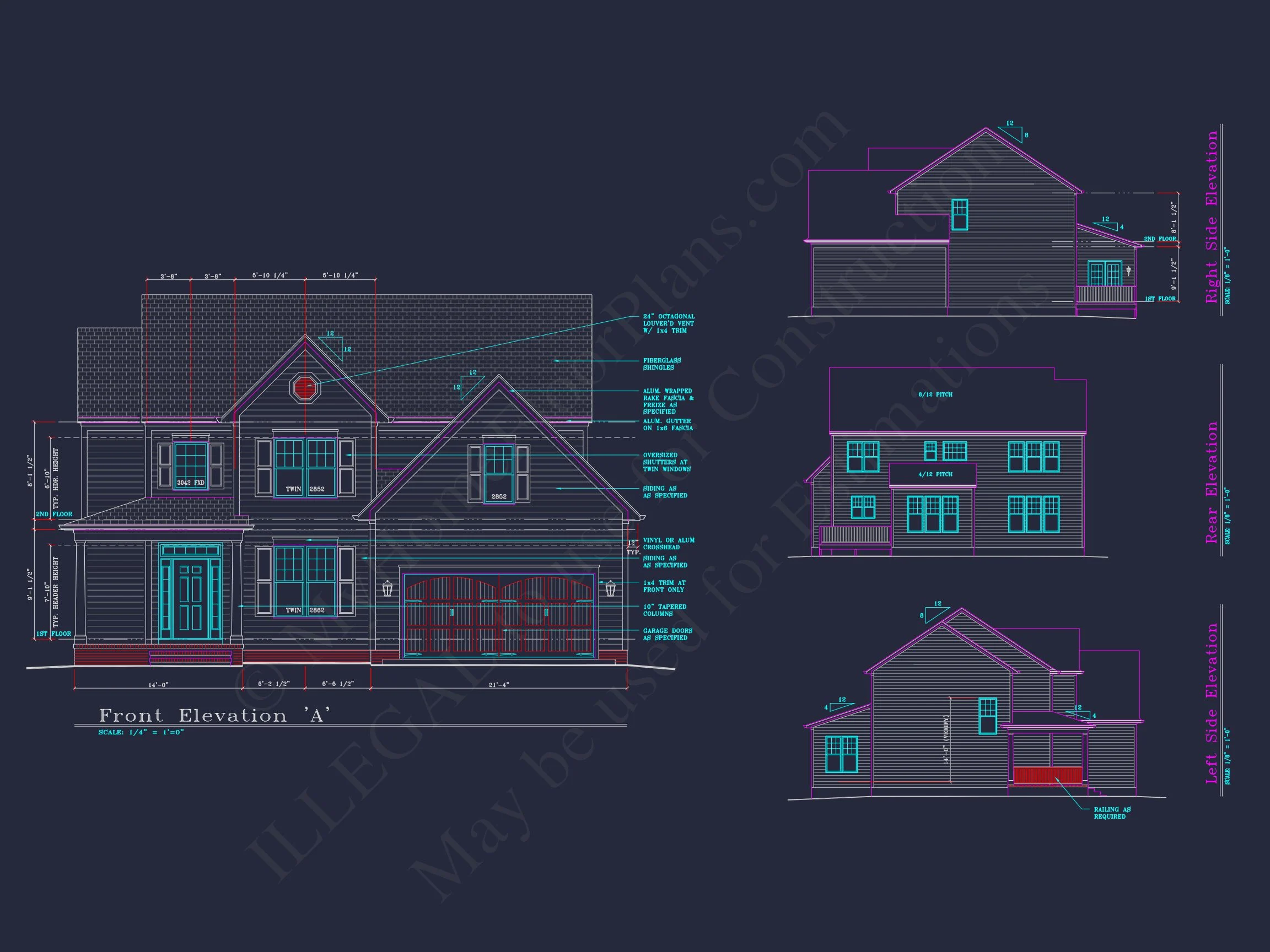 8-1914 HOUSE PLAN - Modern Suburban House Plan: 4 Bedrooms, 2.5 Baths, CAD Designs 2 Modern Suburban house Plan: 4 Bedrooms, 2.5 Baths, CAD Designs