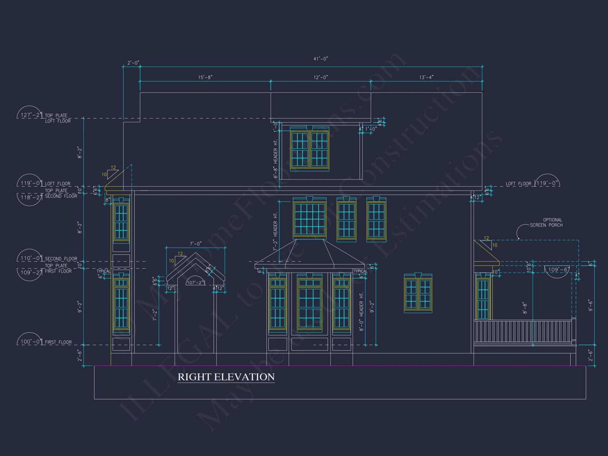 Charming 2-Story house Plan - CAD Blueprint with 3 Bedrooms