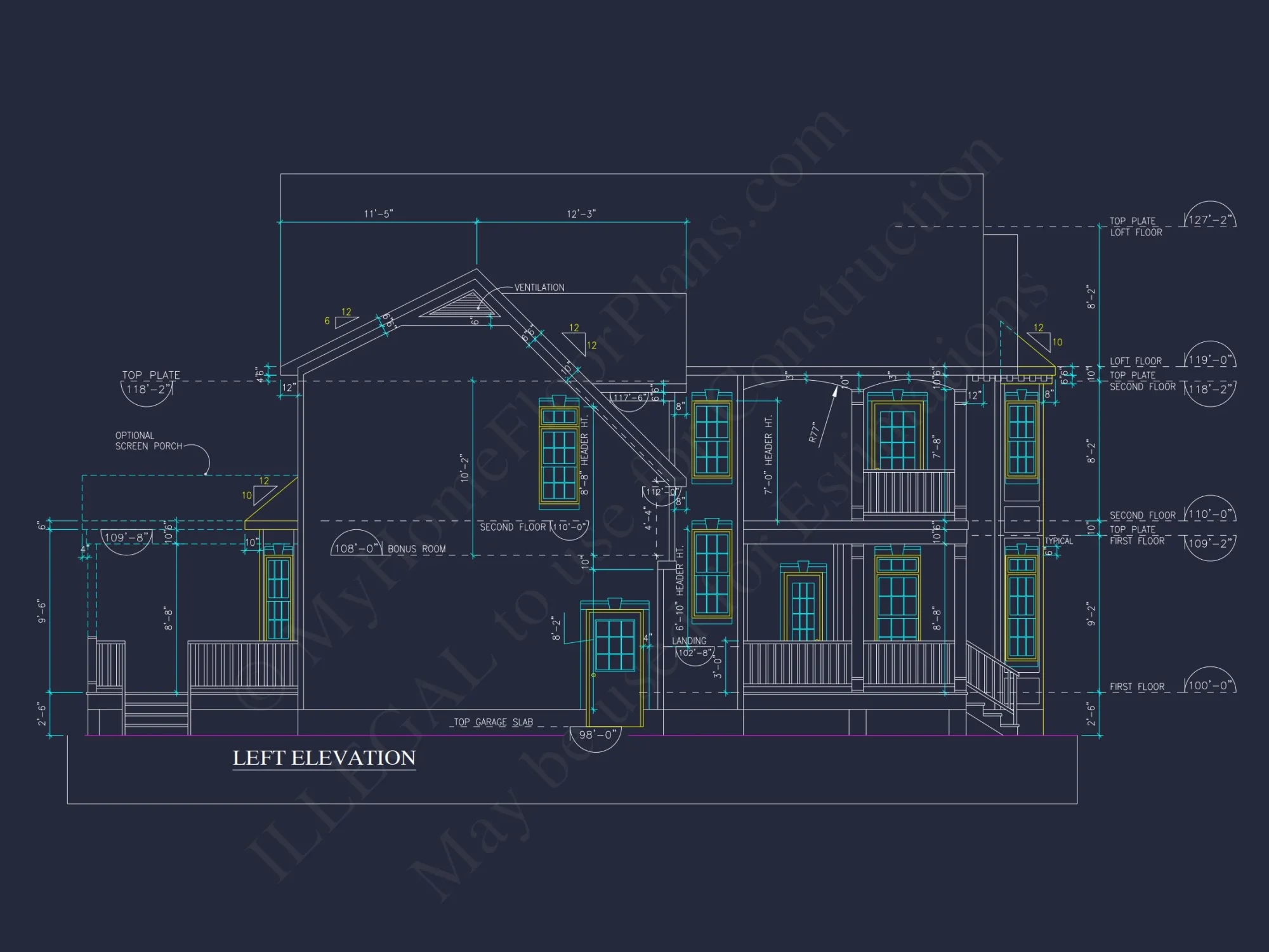 Charming 2-Story house Plan - CAD Blueprint with 3 Bedrooms
