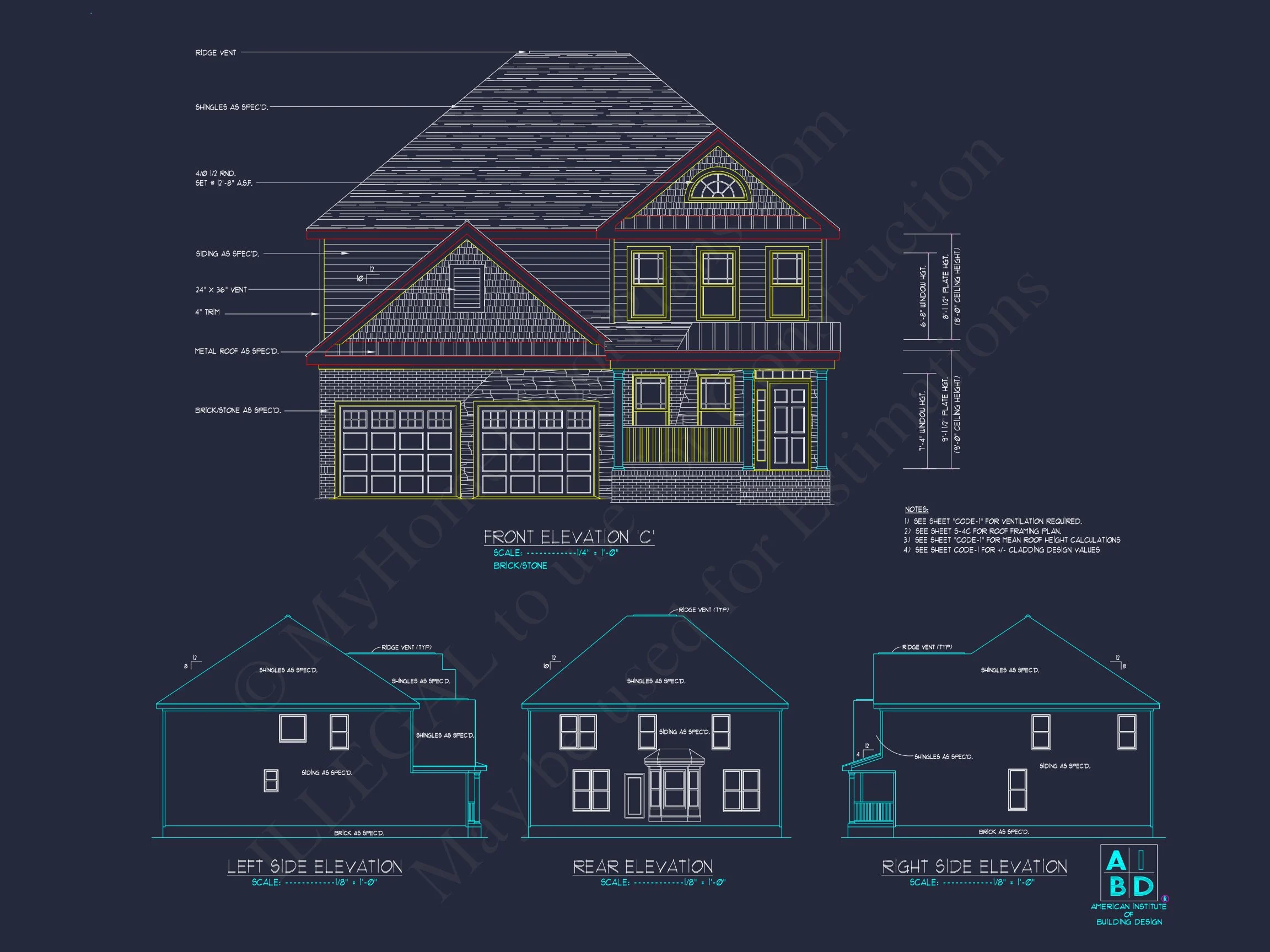8-1694 HOUSE PLAN - Modern Craftsman House Plan: CAD Blueprint for 2-Story Design 4 Modern Craftsman house Plan: CAD Blueprint for 2-Story Design